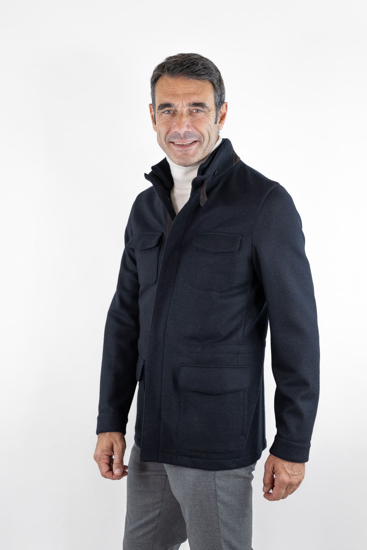 MANDELLI Field Jacket Jersey Cashmere Double Blu