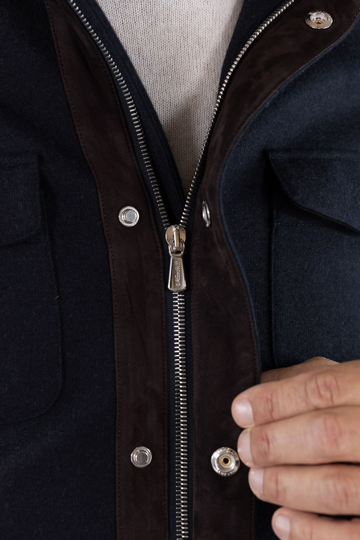 MANDELLI Field Jacket Jersey Cashmere Double Blu