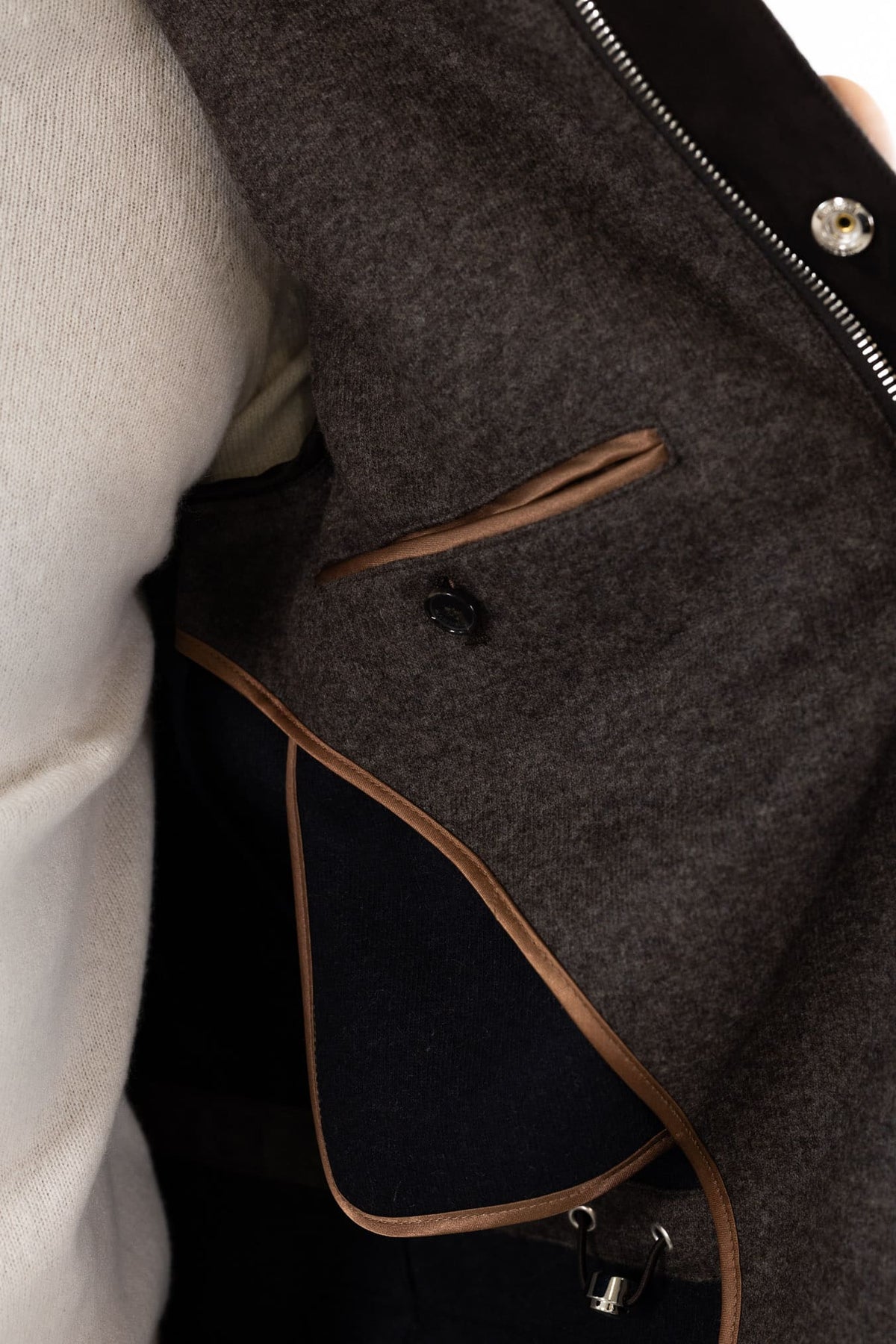 MANDELLI Field Jacket Jersey Cashmere Double Tortora