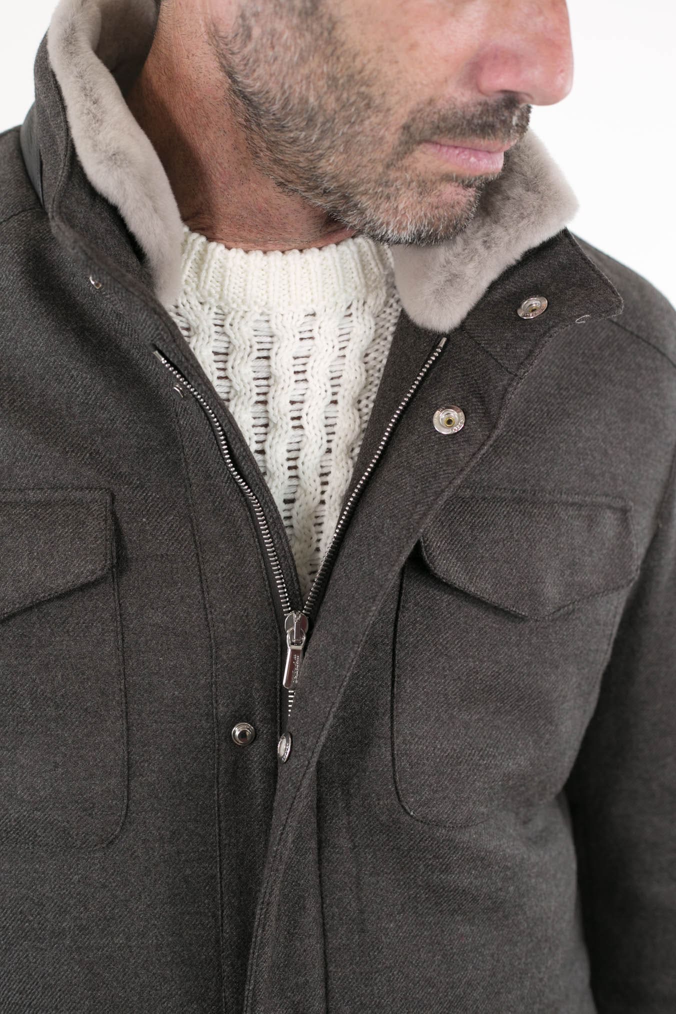 MANDELLI Field Jacket Storm System Loro Piana Marrone