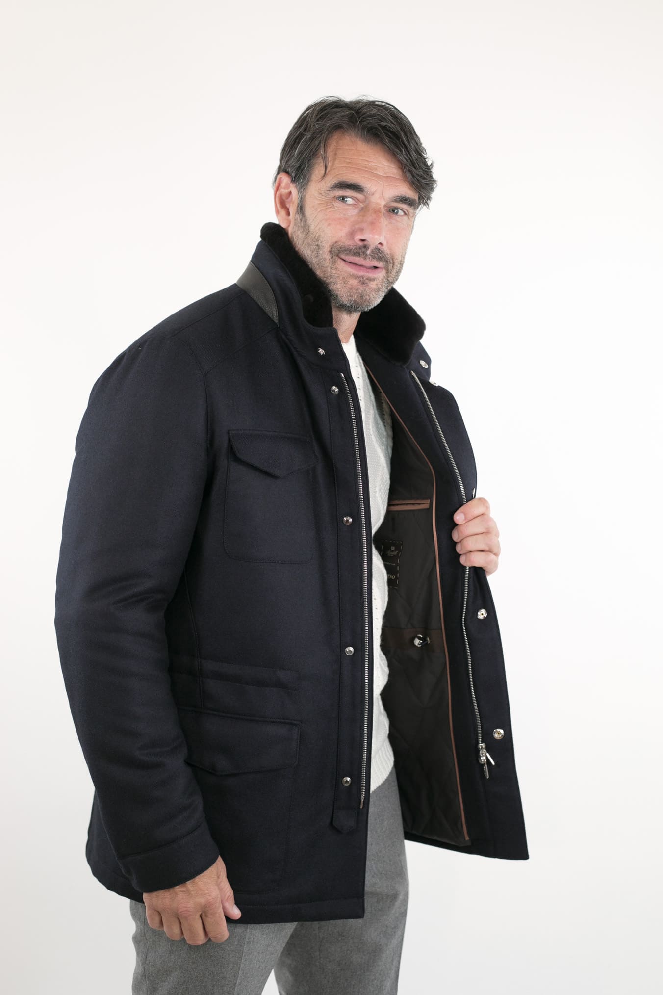 MANDELLI Field Jacket Storm System Loro Piana Blu