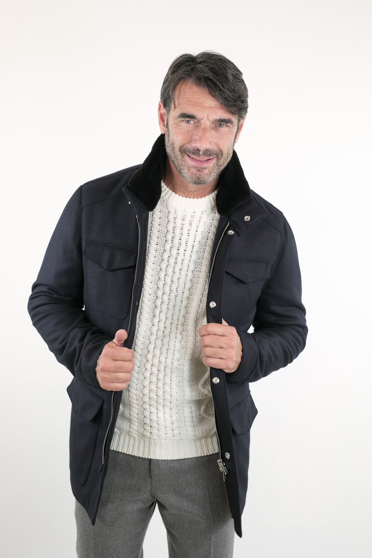 MANDELLI Field Jacket Storm System Loro Piana Blu