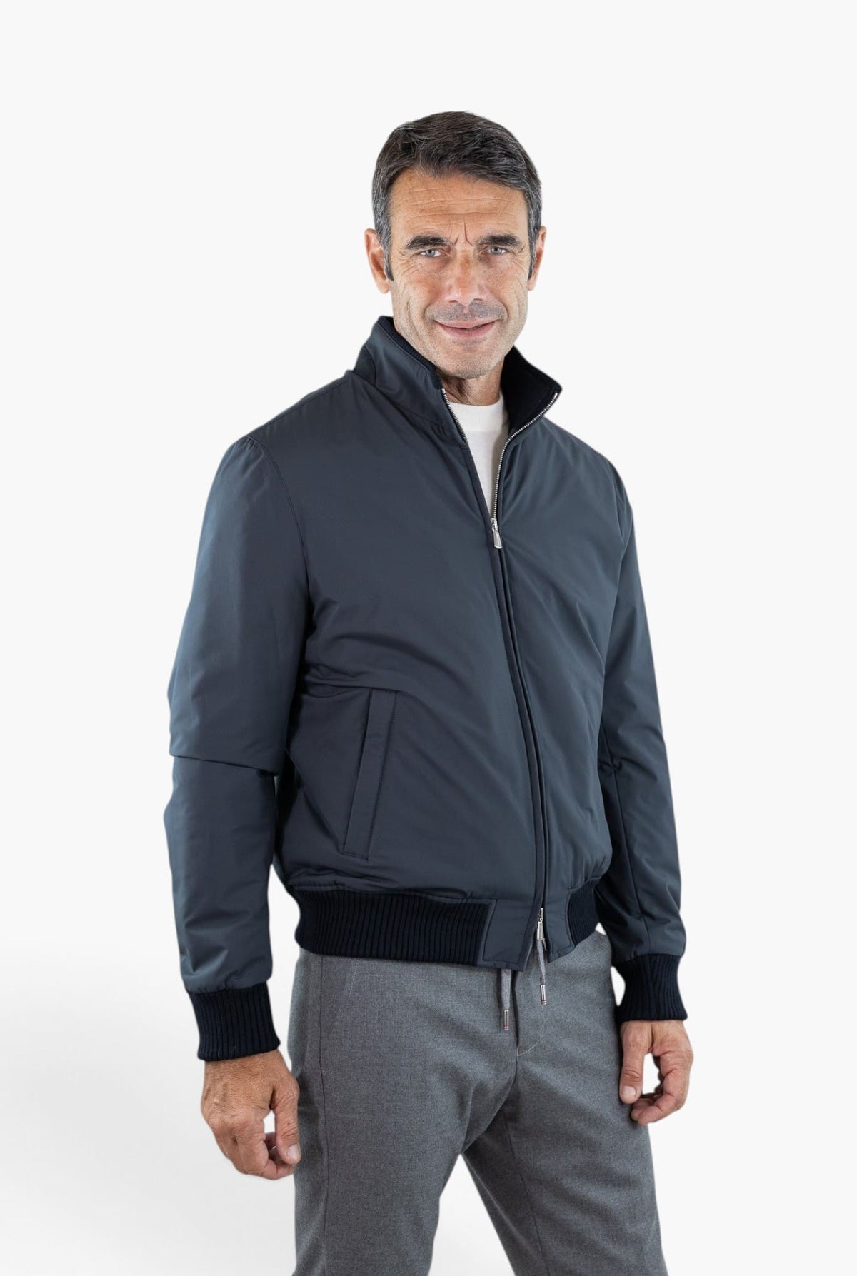 MANDELLI Giubbino Airstop Cashmere Tessuto Loro Piana Blu