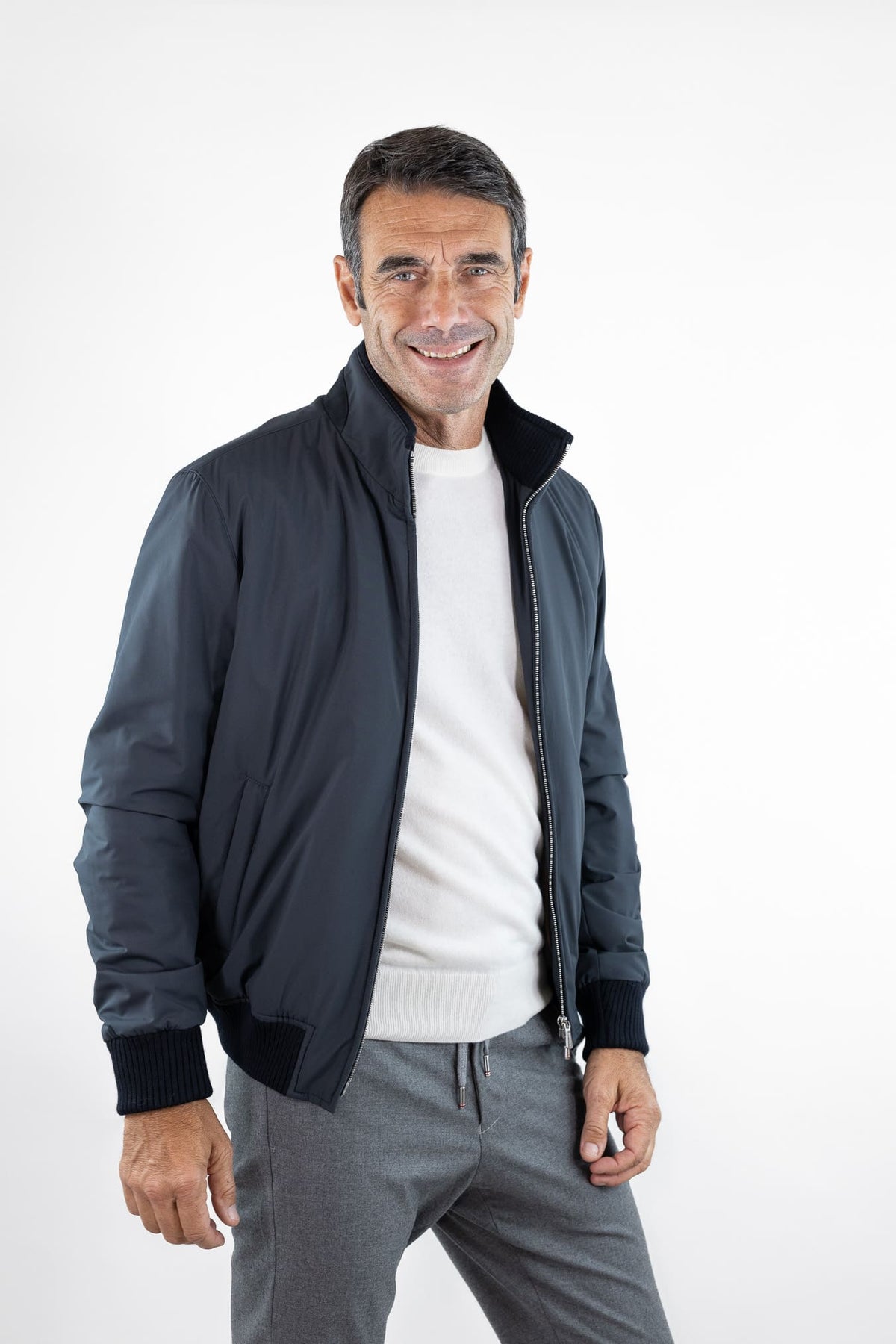 MANDELLI Giubbino Airstop Cashmere Tessuto Loro Piana Blu