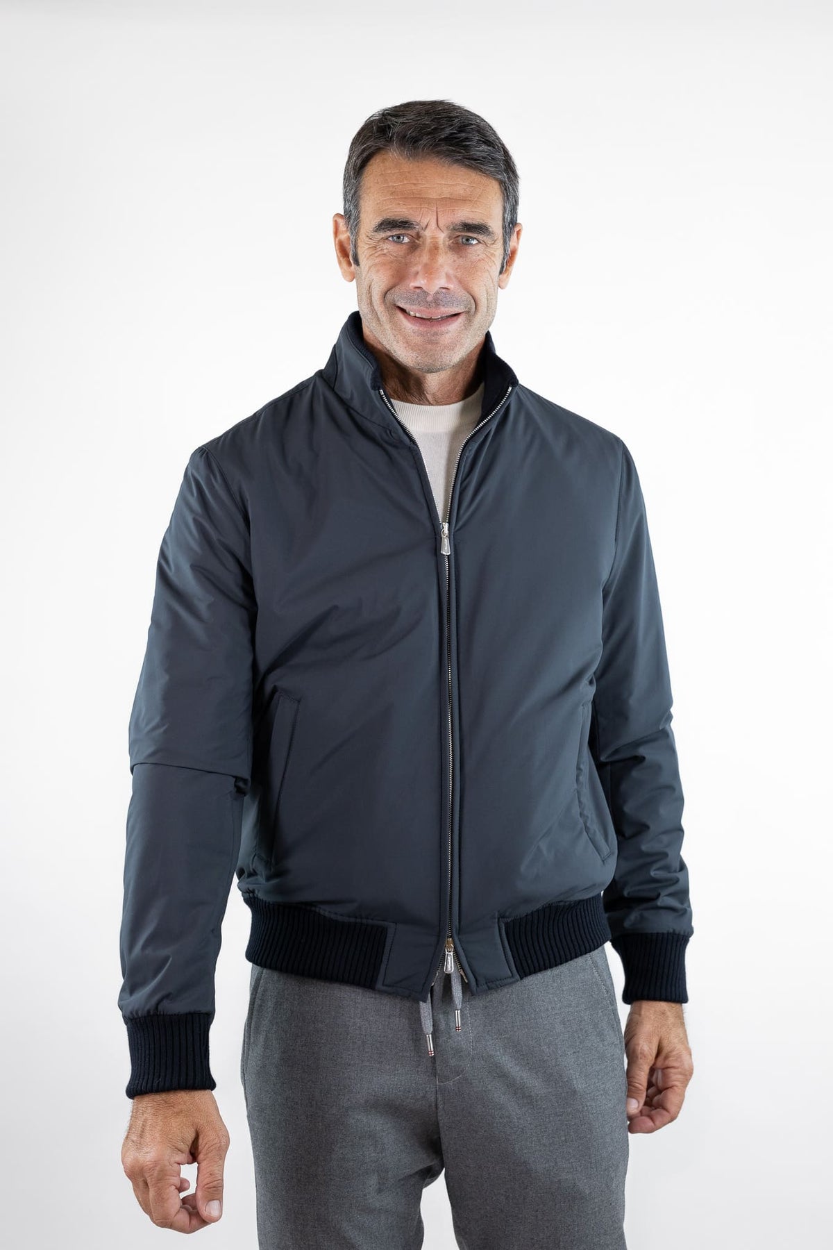 MANDELLI Giubbino Airstop Cashmere Tessuto Loro Piana Blu