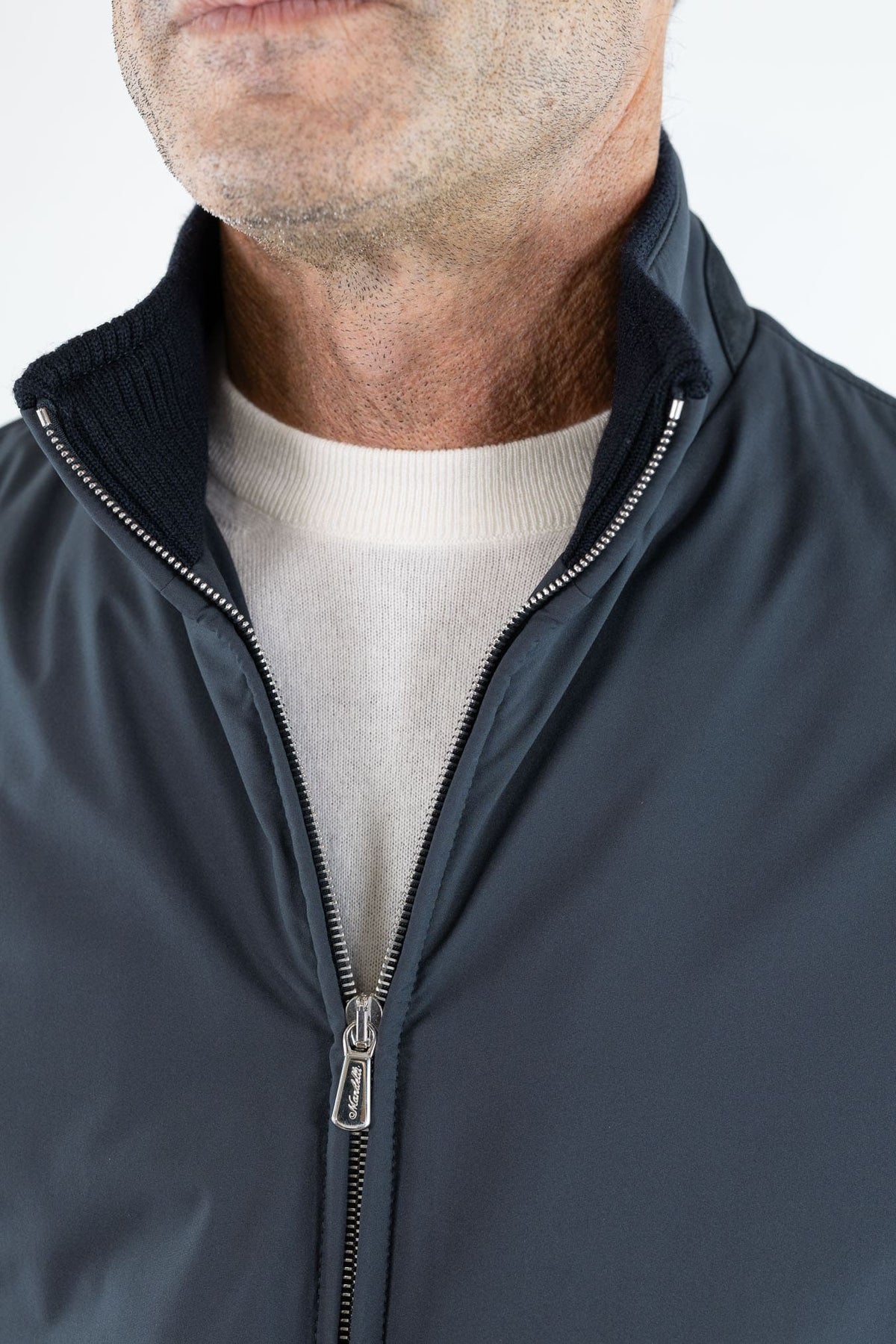 MANDELLI Giubbino Airstop Cashmere Tessuto Loro Piana Blu