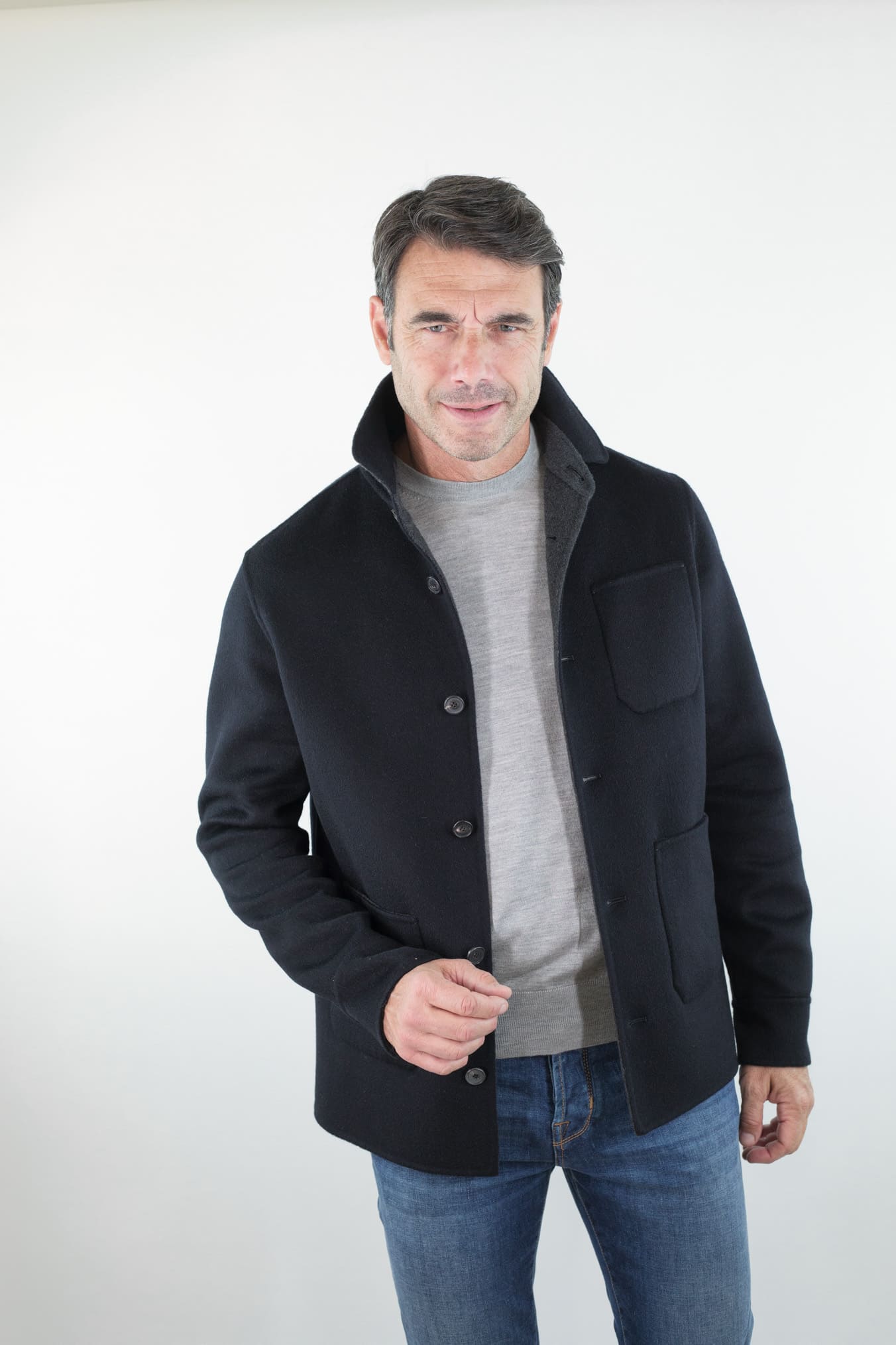 MANTO Giacca Sportiva Cashmere Double Blu Scuro