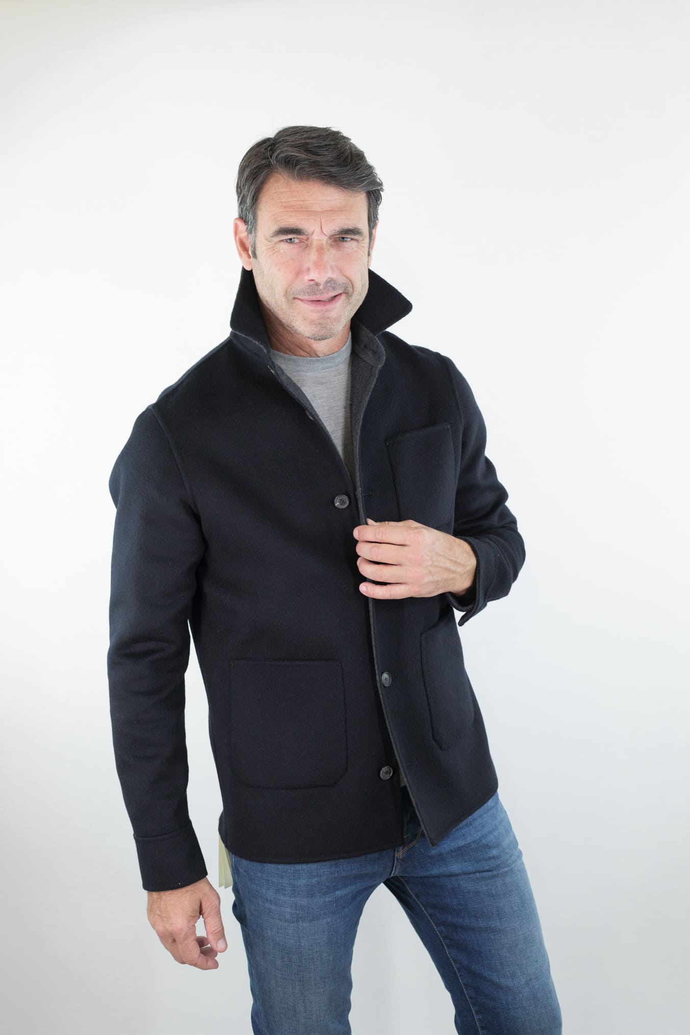 MANTO Giacca Sportiva Cashmere Double Blu Scuro