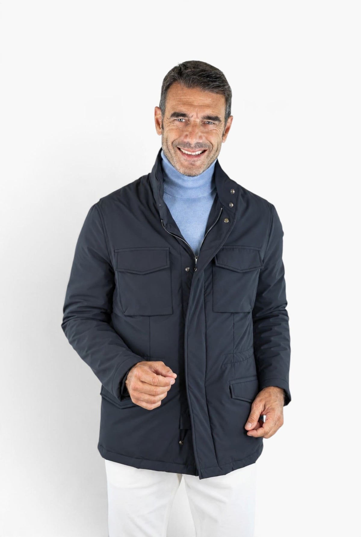 MANTO Field Jacket "Quattro" Tessuto Tecnico Blu