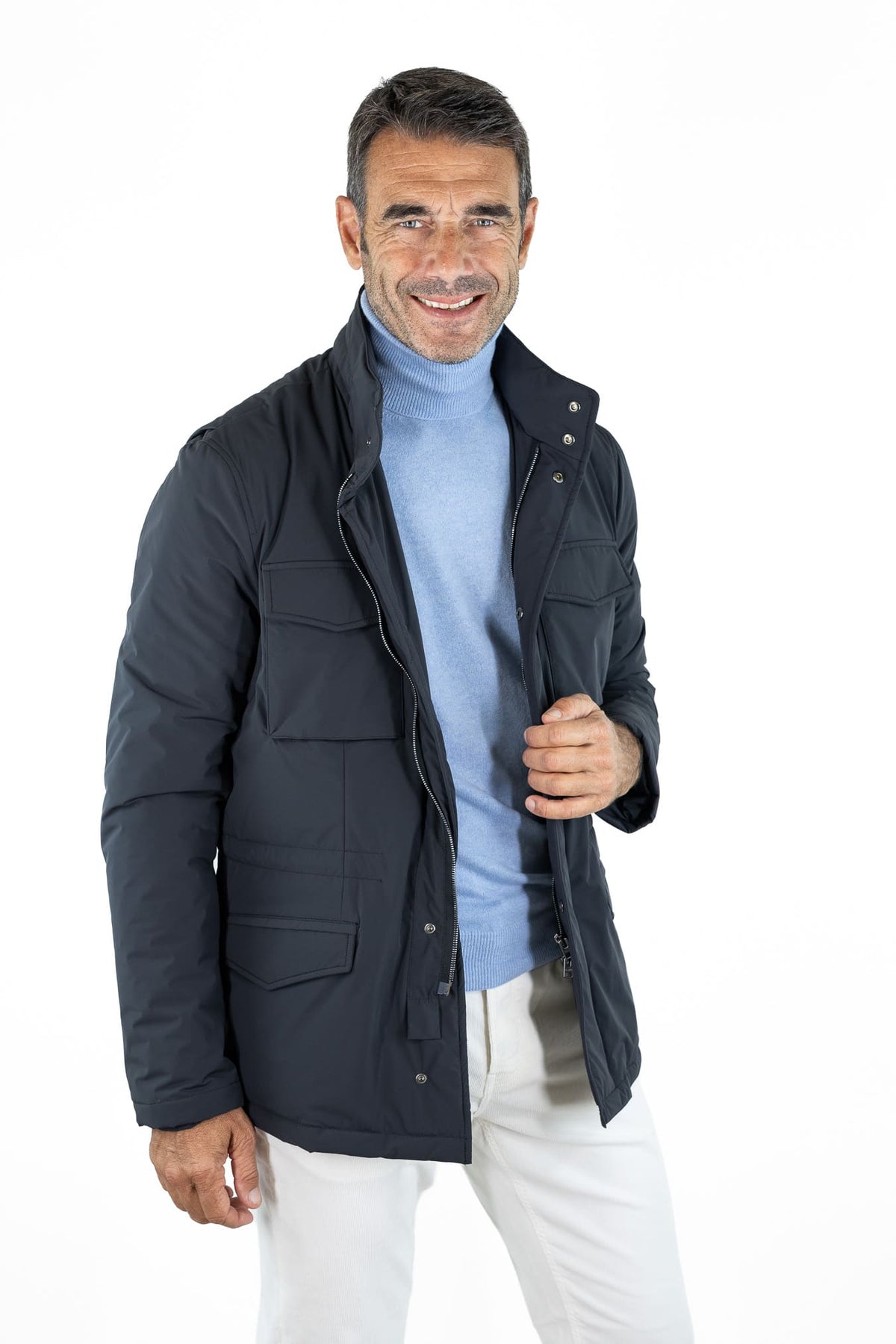 MANTO Field Jacket "Quattro" Tessuto Tecnico Blu