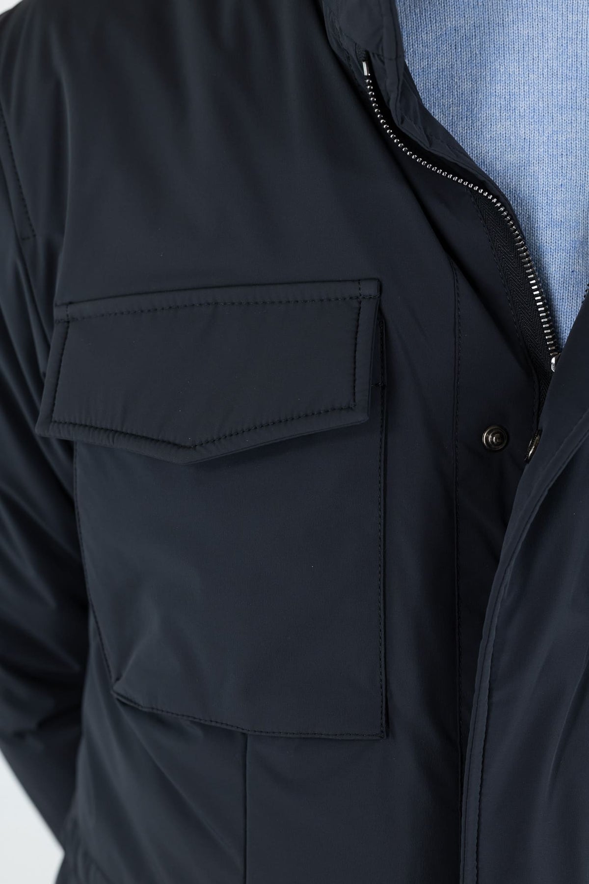 MANTO Field Jacket "Quattro" Tessuto Tecnico Blu