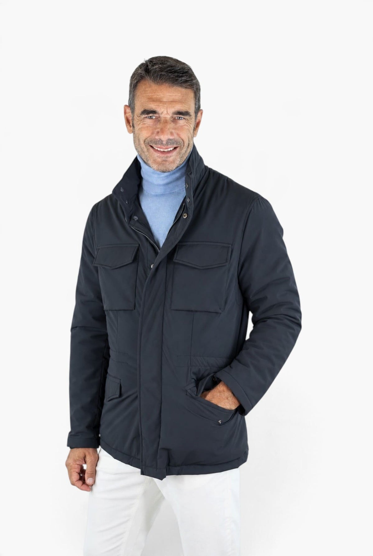 MANTO Field Jacket "Quattro" Tessuto Tecnico Blu
