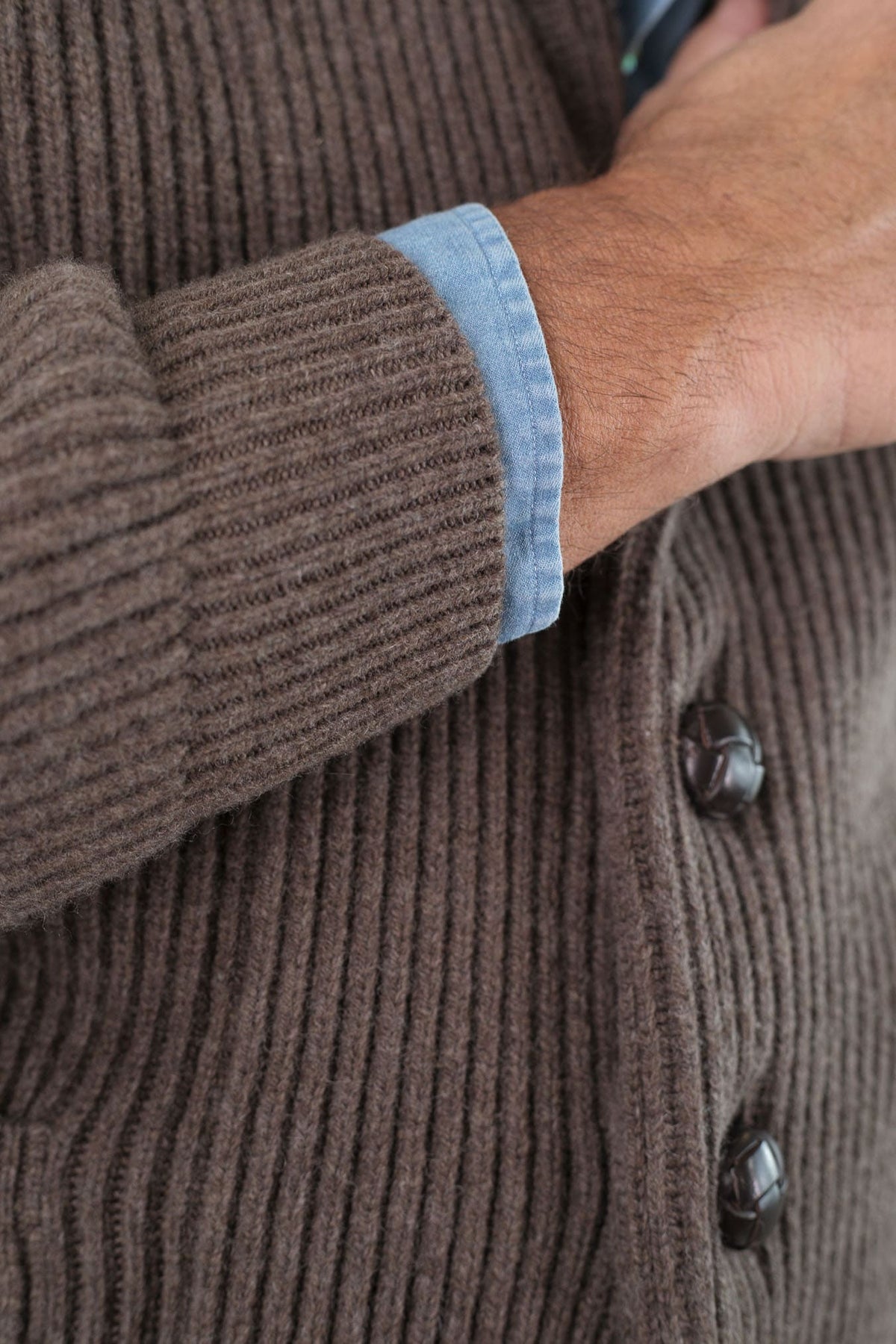 MC GEORGE OF SCOTLAND Cardigan Sciallato Lana Cashmere Cioccolato