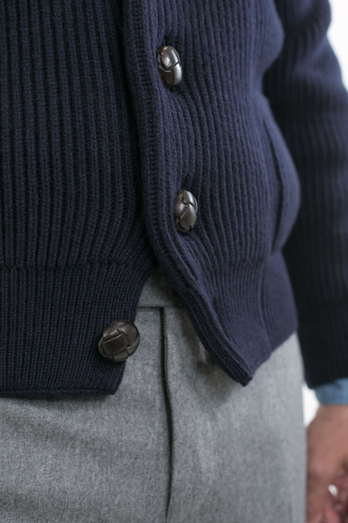 MC GEORGE OF SCOTLAND Cardigan Sciallato Lana Cashmere Blu Navy