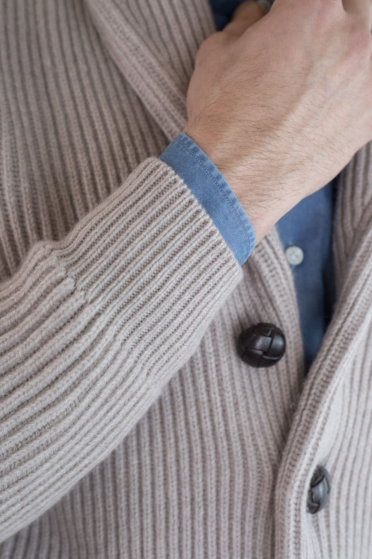 MC GEORGE OF SCOTLAND Cardigan Sciallato Lana Cashmere Beige