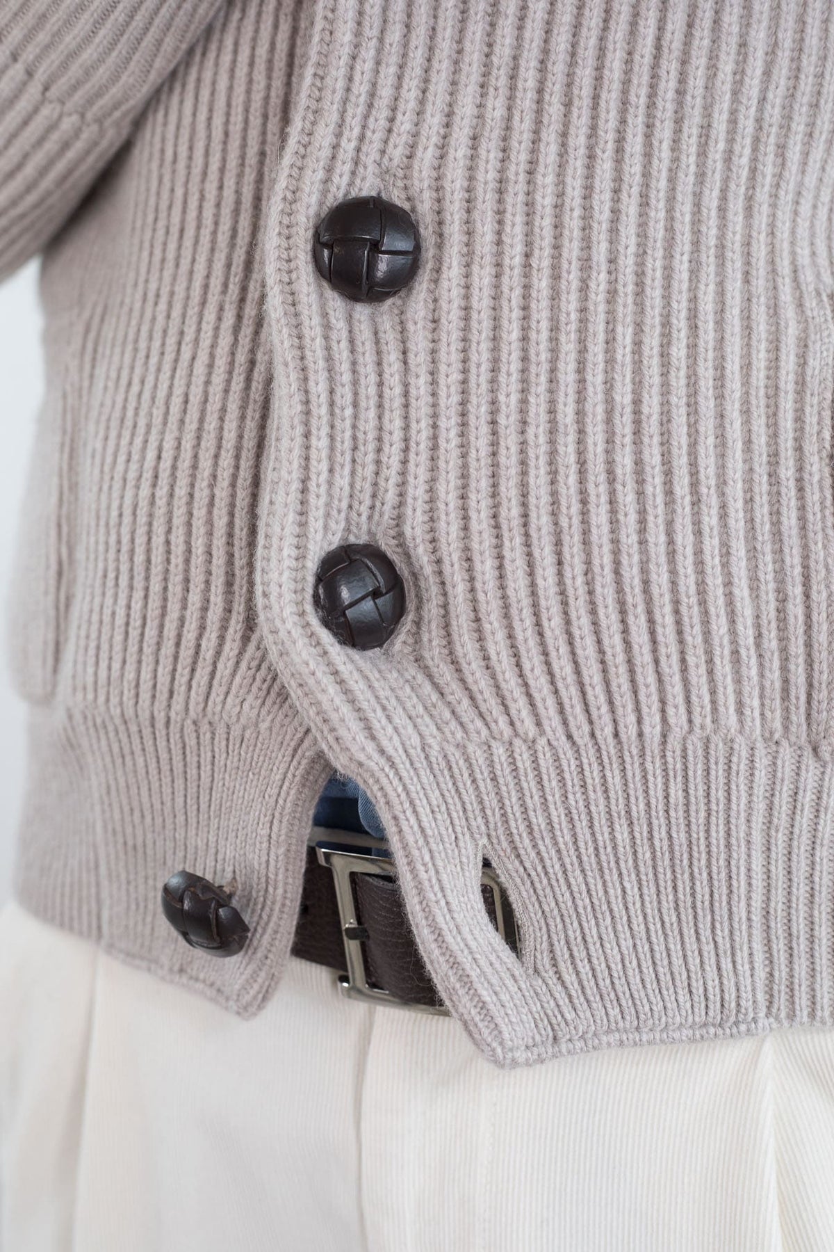 MC GEORGE OF SCOTLAND Cardigan Sciallato Lana Cashmere Beige
