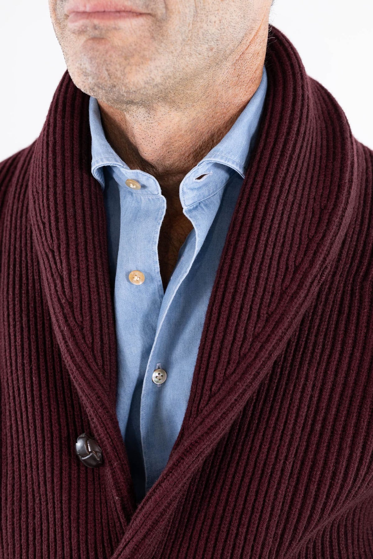 MC GEORGE OF SCOTLAND Cardigan Sciallato Lana Cashmere Burgundy