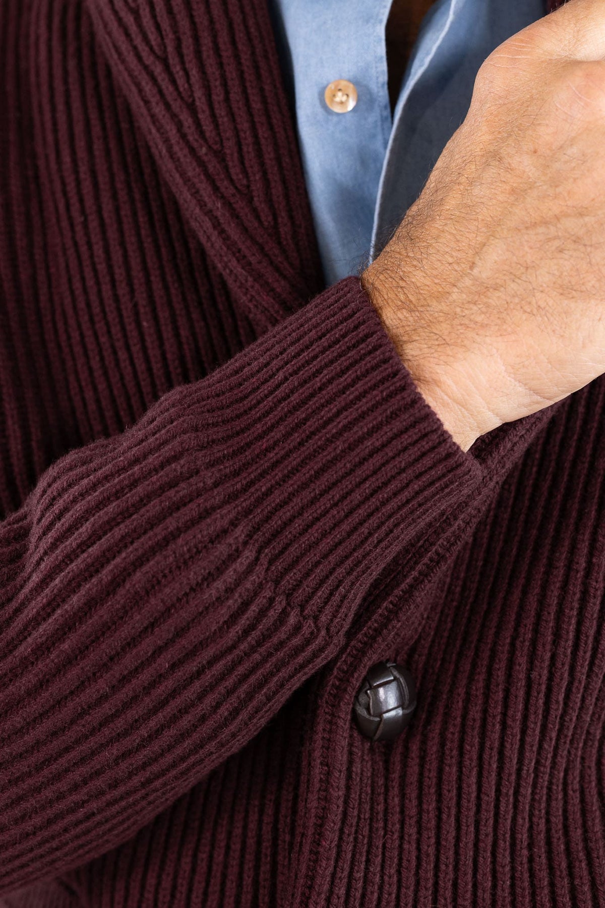 MC GEORGE OF SCOTLAND Cardigan Sciallato Lana Cashmere Burgundy
