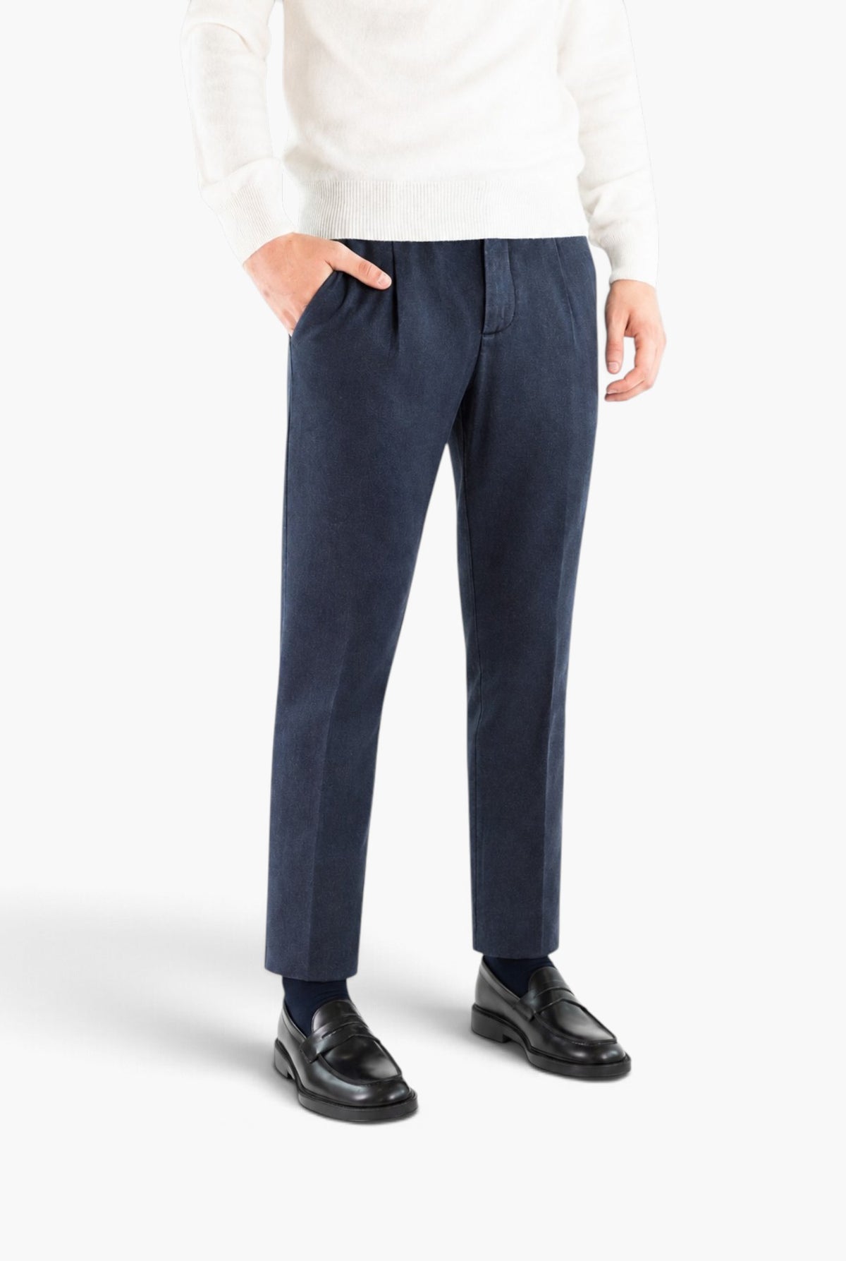 MYTHS Pantaloni Lana Washed Blu Scuro