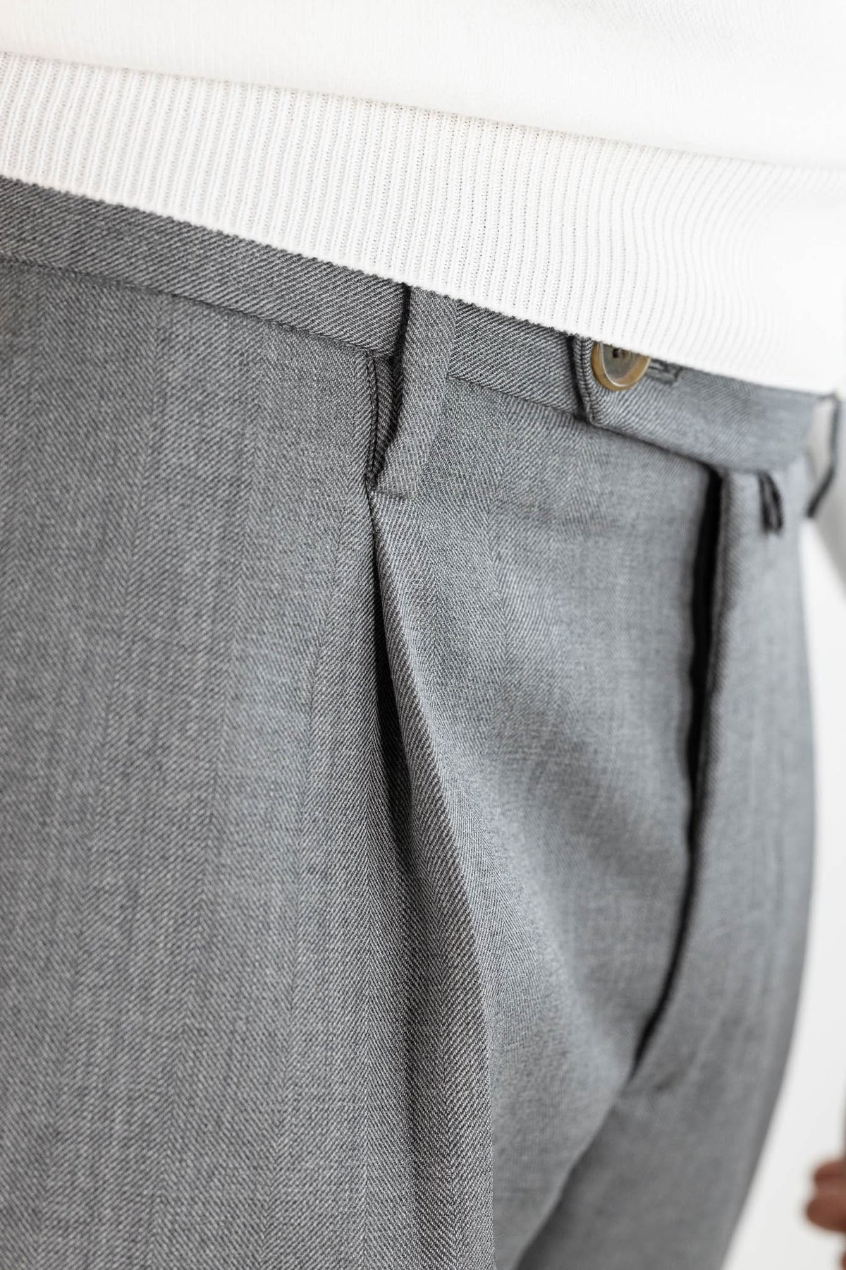 MYTHS Pantaloni Spigati Lana Cashmere Seta Grigio