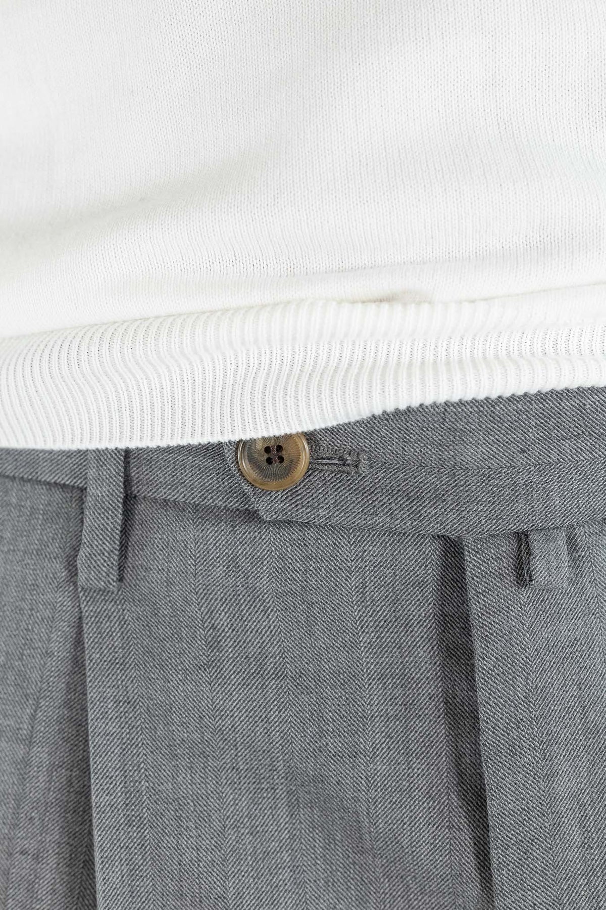 MYTHS Pantaloni Spigati Lana Cashmere Seta Grigio