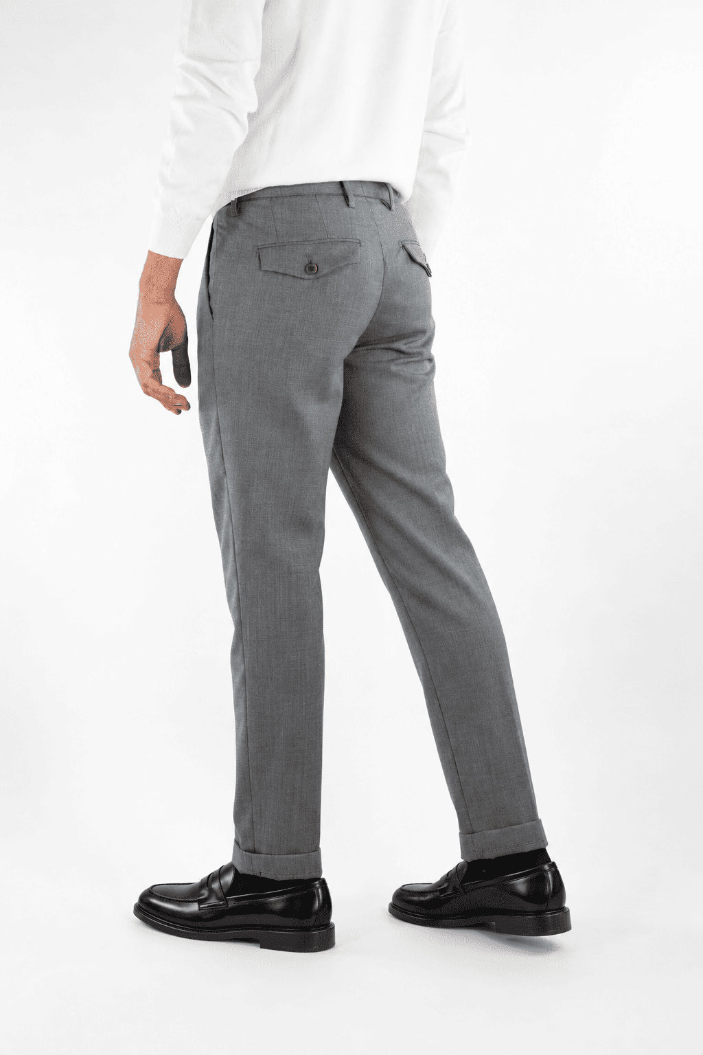 MYTHS Pantaloni Spigati Lana Cashmere Seta Grigio