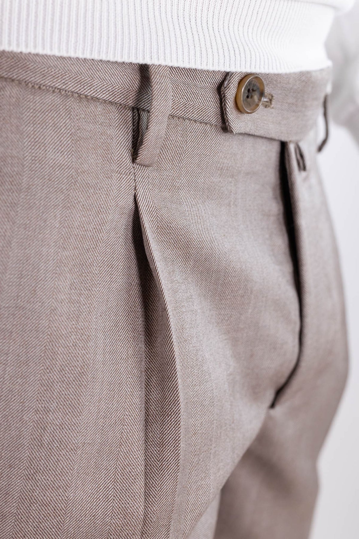 MYTHS Pantaloni Spigati Lana Cashmere Seta Beige