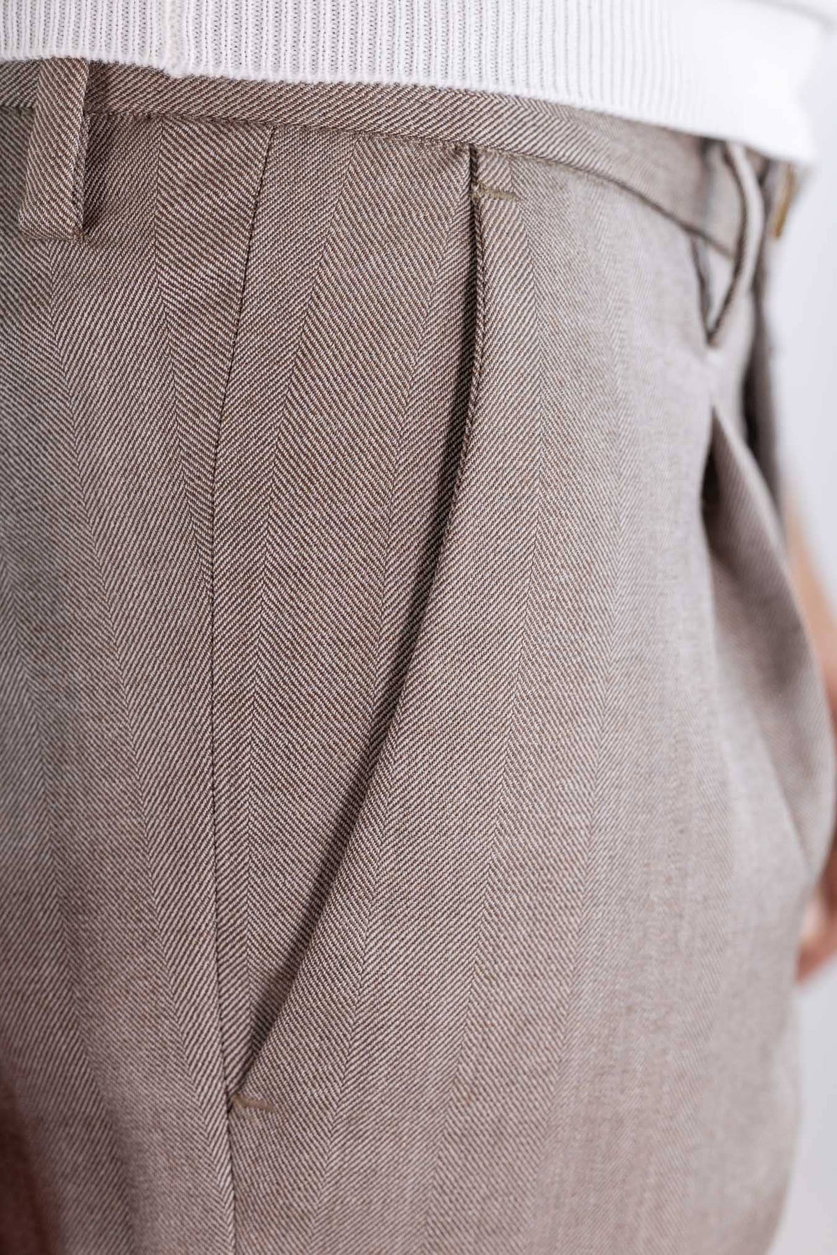 MYTHS Pantaloni Spigati Lana Cashmere Seta Beige