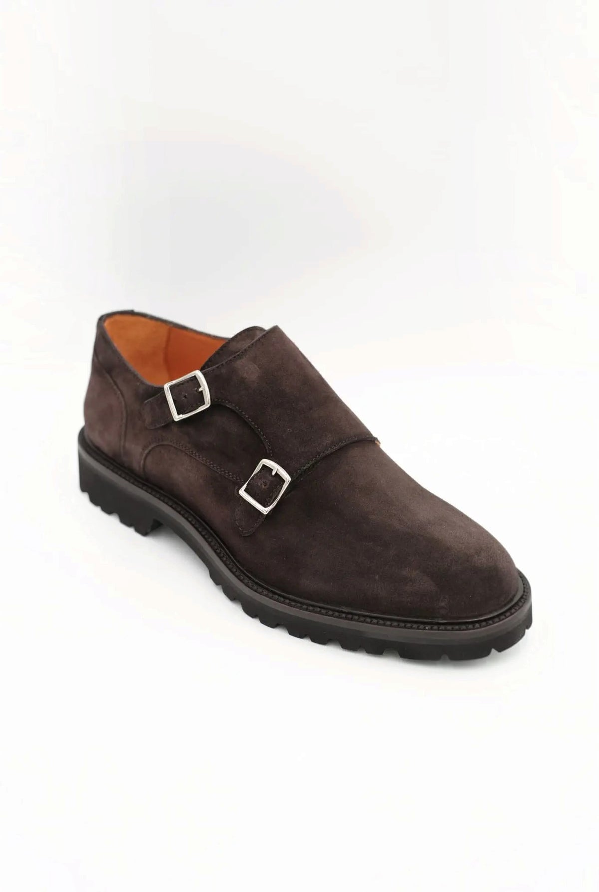 PELLETTIERI DI PARMA Scarpe Doppia Fibbia Suede Testa di Moro