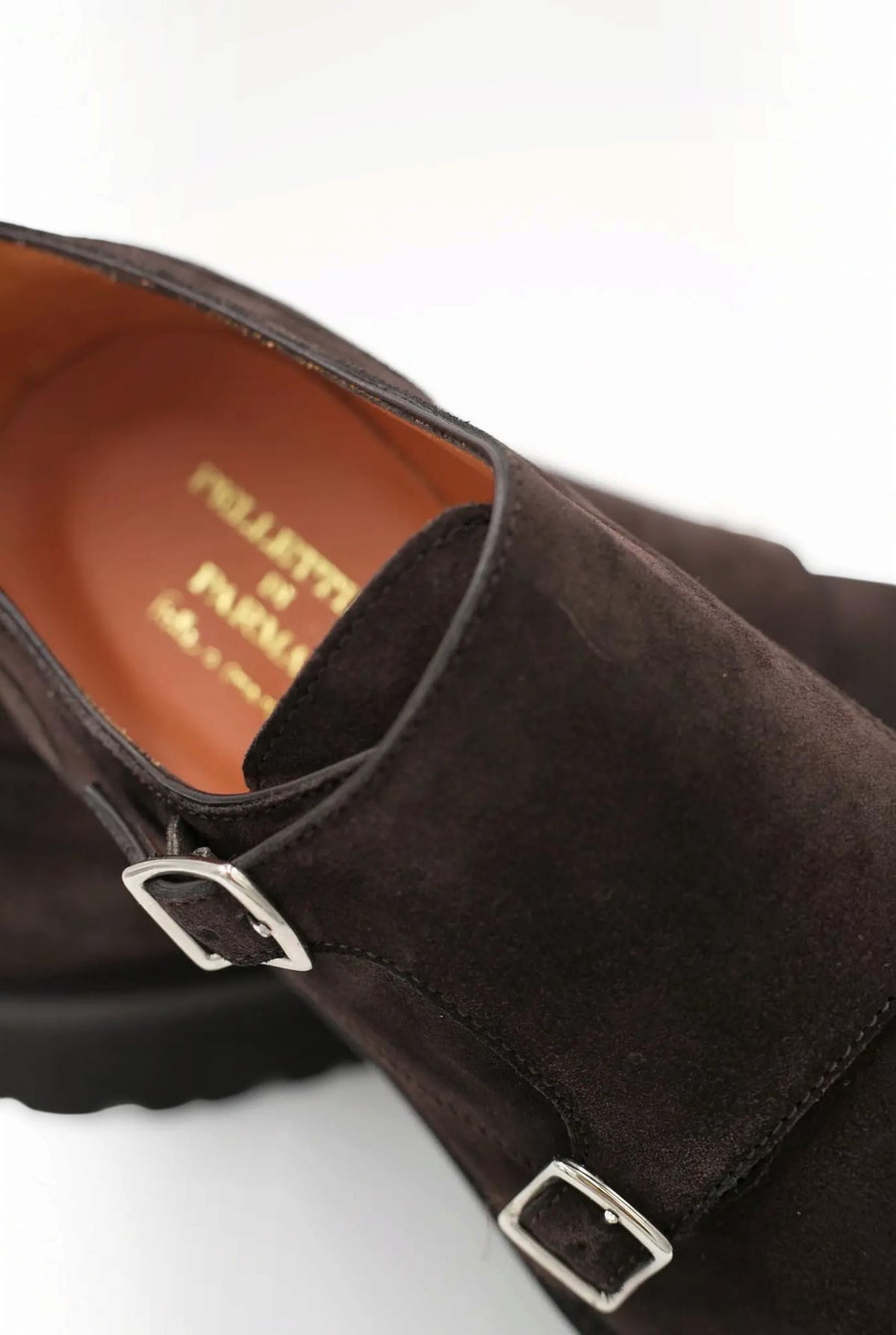 PELLETTIERI DI PARMA Scarpe Doppia Fibbia Suede Testa di Moro