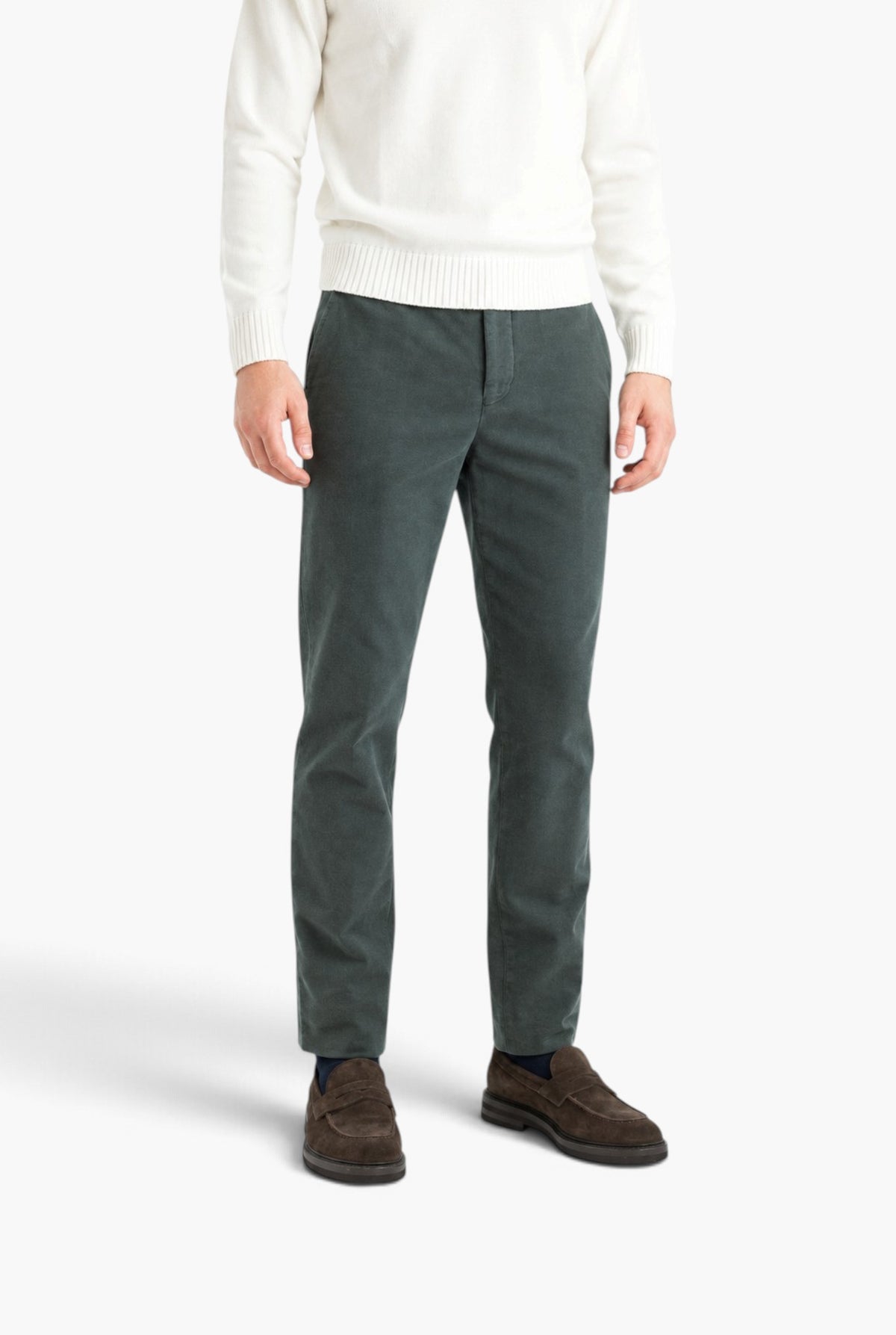PESCAROLO Pantaloni Fustagno "Evo" Cotone Seta Verde