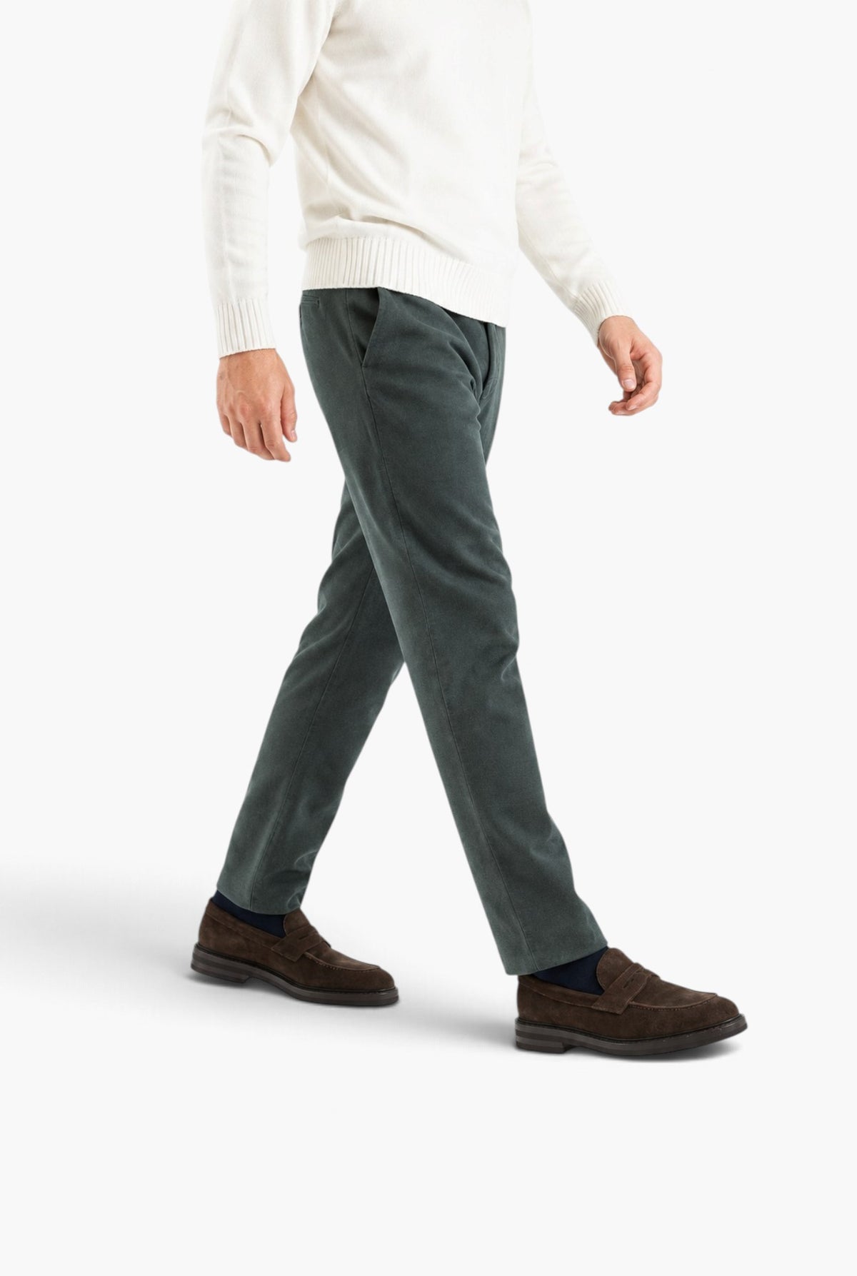 PESCAROLO Pantaloni Fustagno "Evo" Cotone Seta Verde