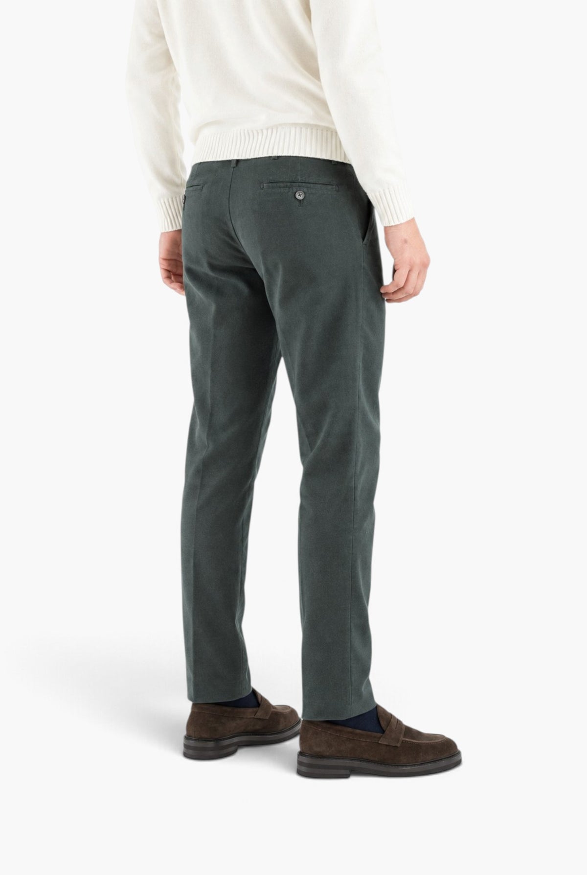 PESCAROLO Pantaloni Fustagno "Evo" Cotone Seta Verde