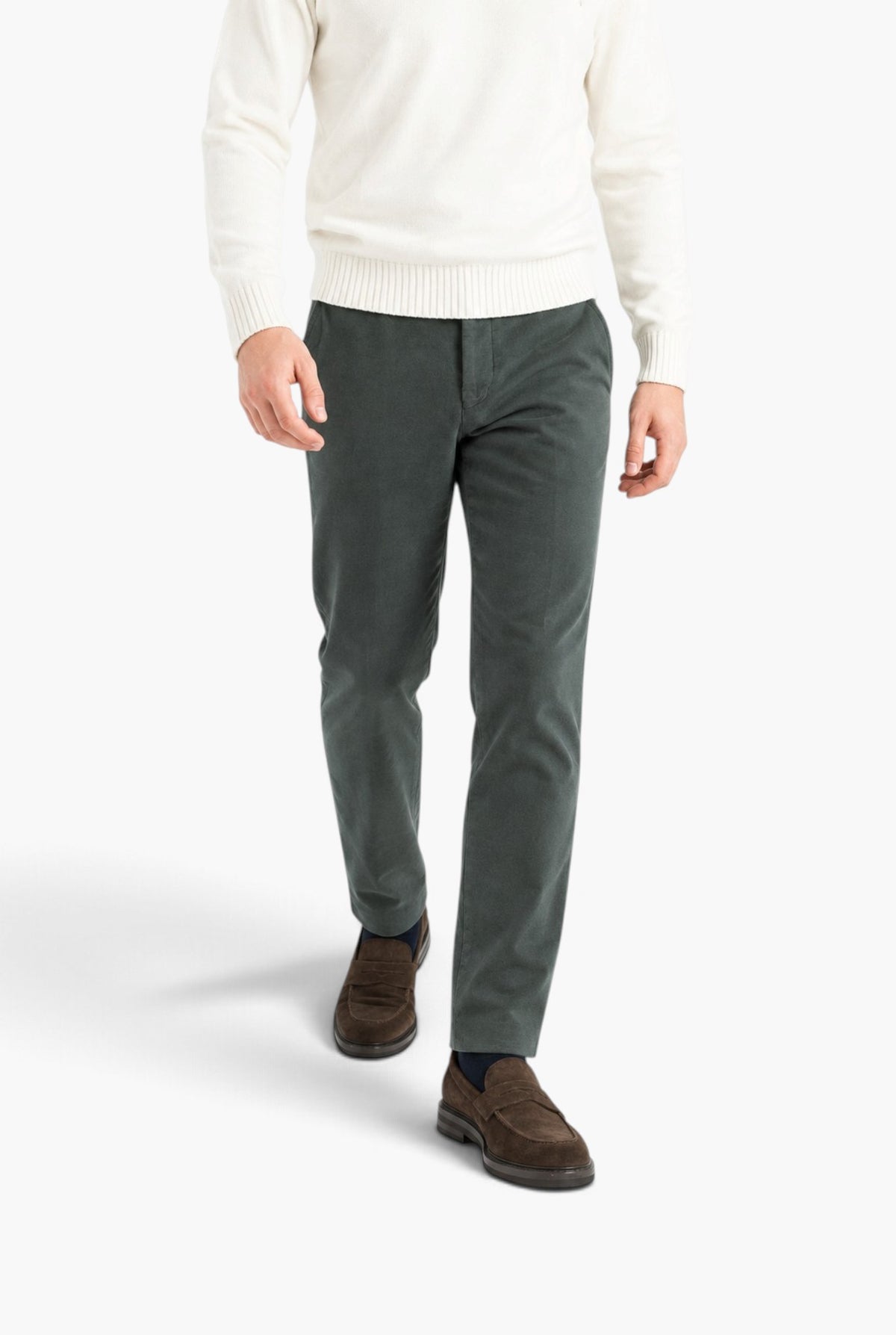 PESCAROLO Pantaloni Fustagno "Evo" Cotone Seta Verde