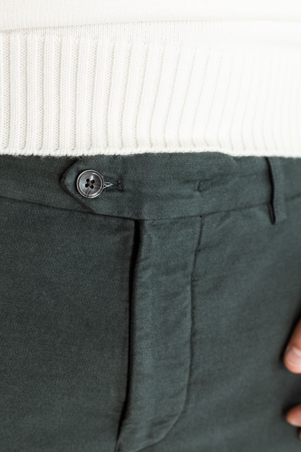 PESCAROLO Pantaloni Fustagno "Evo" Cotone Seta Verde