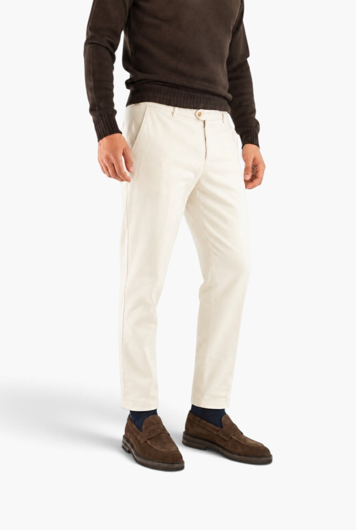 PESCAROLO Pantaloni Fustagno "Evo" Cotone Seta Panna
