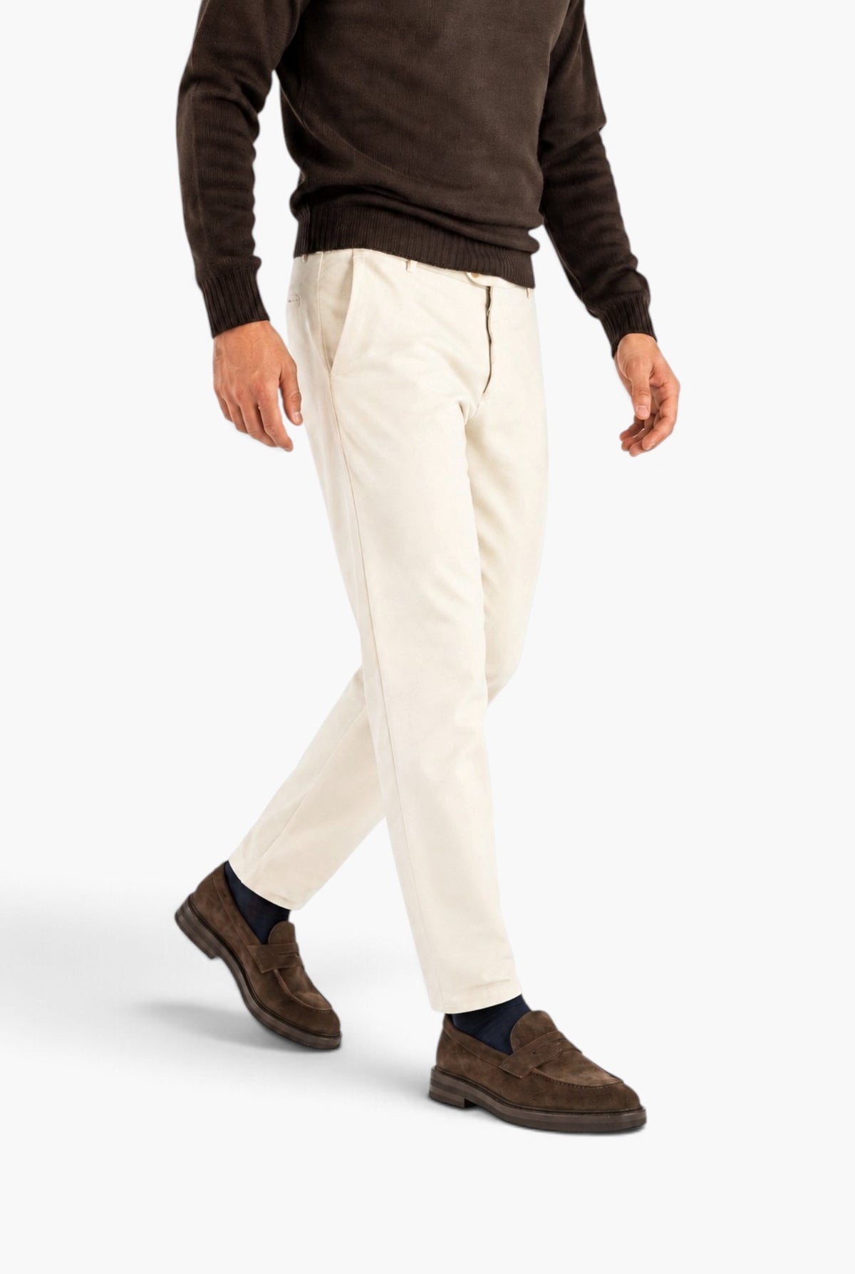 PESCAROLO Pantaloni Fustagno "Evo" Cotone Seta Panna