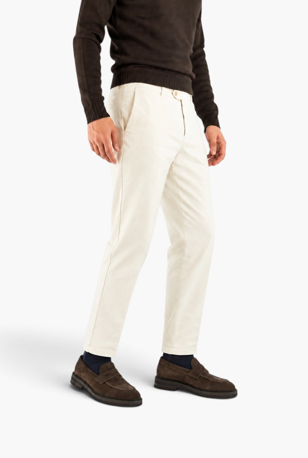 PESCAROLO Pantaloni Fustagno "Evo" Cotone Seta Panna