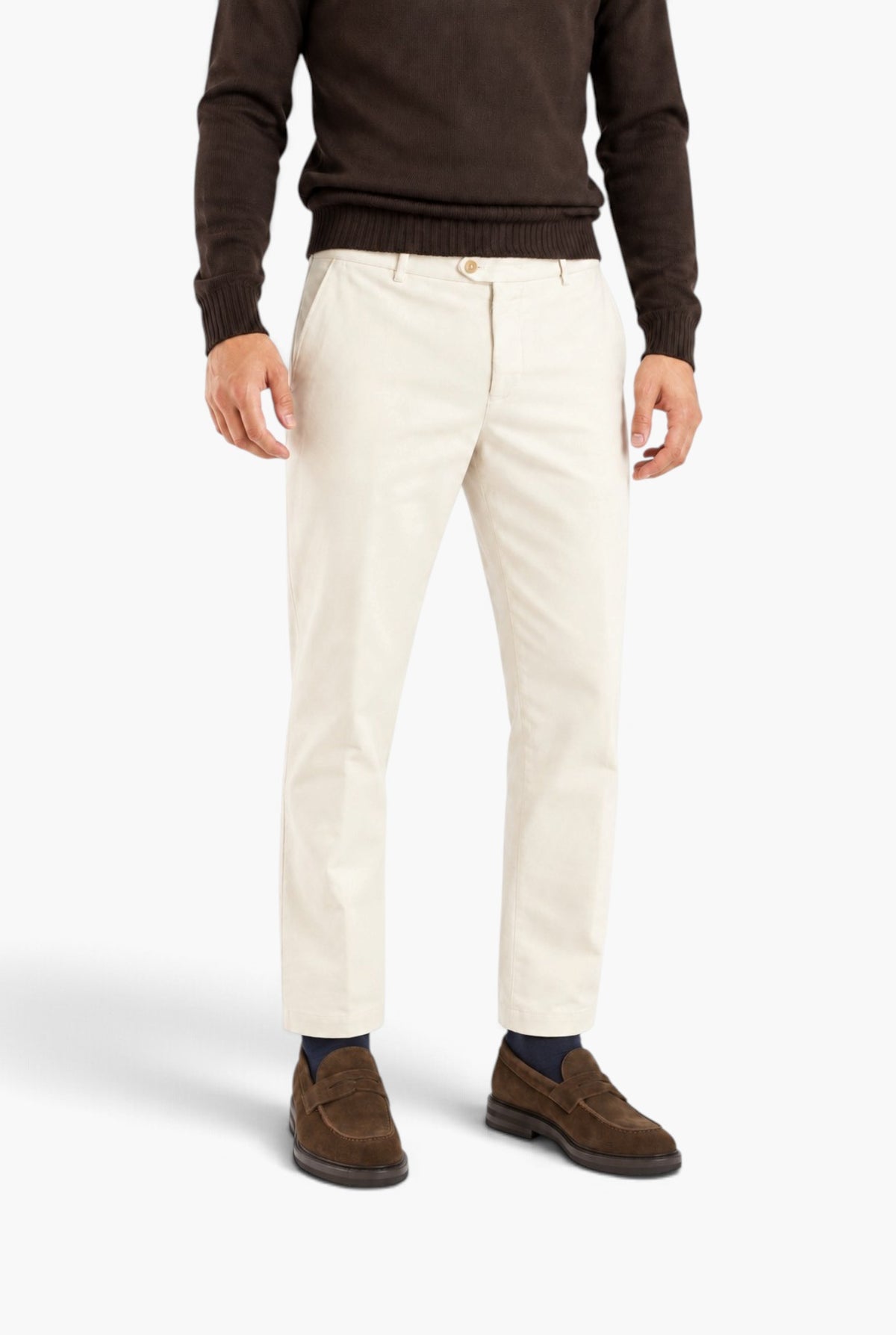 PESCAROLO Pantaloni Fustagno "Evo" Cotone Seta Panna