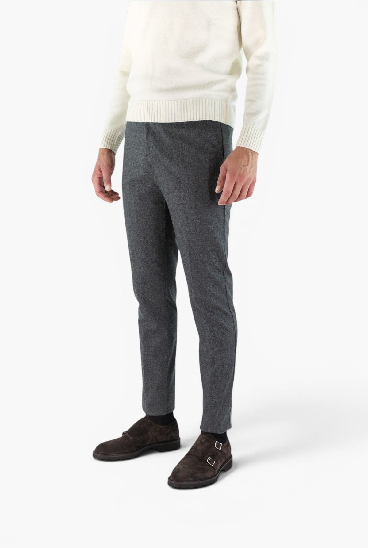 PESCAROLO Pantaloni "Evo" Lana Cashmere Grigio Medio