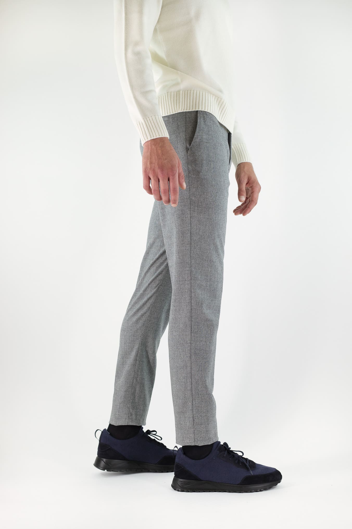 PESCAROLO Pantaloni "Evo" Lana Cashmere Grigio Chiaro