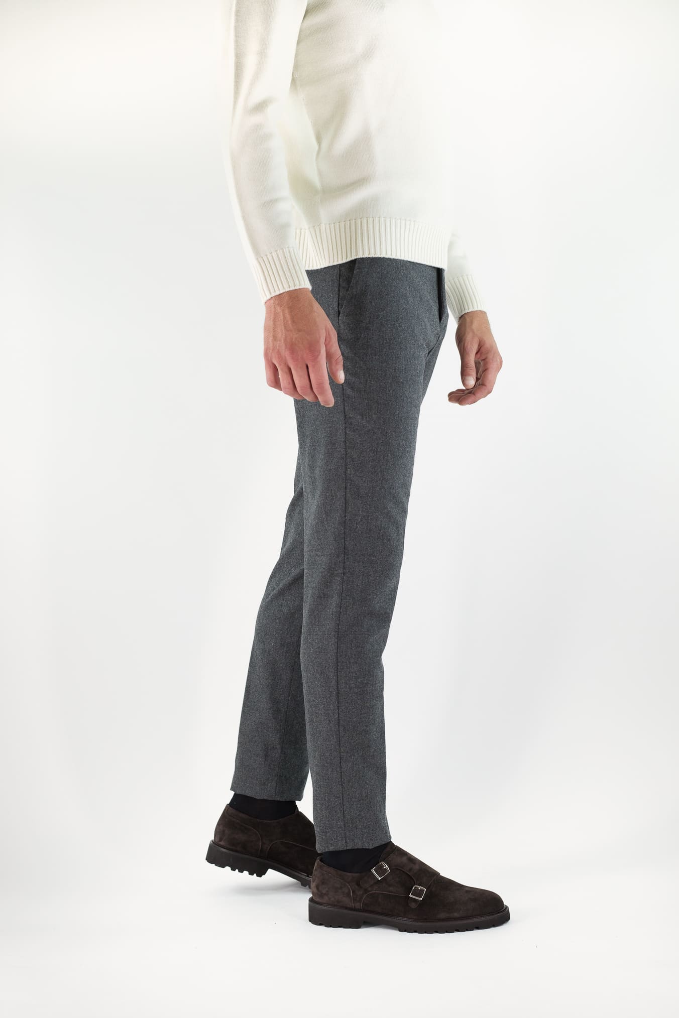 PESCAROLO Pantaloni "Evo" Lana Cashmere Grigio Medio