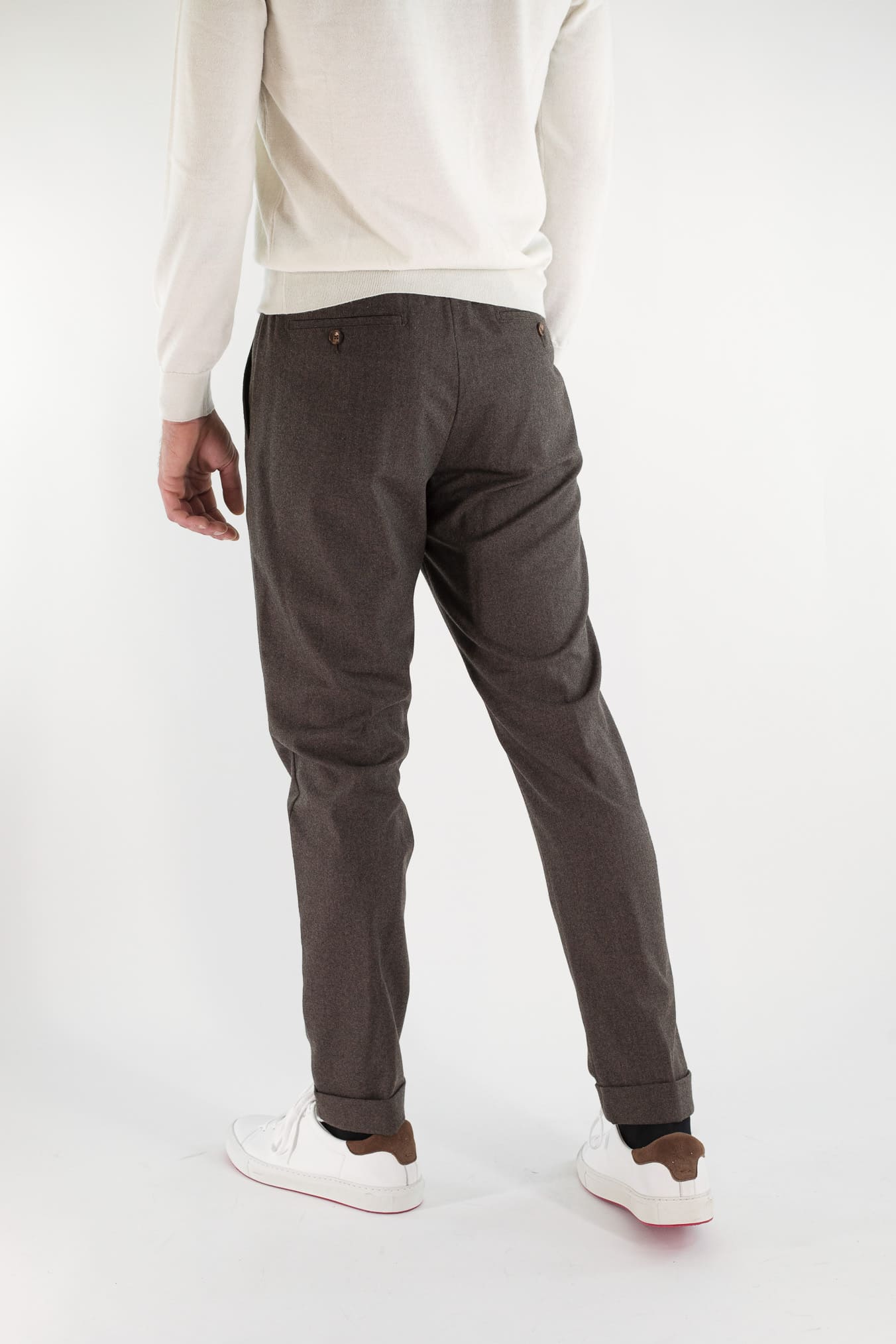 PESCAROLO Pantaloni Cashmere "Manu" Coulisse Removibile Moro