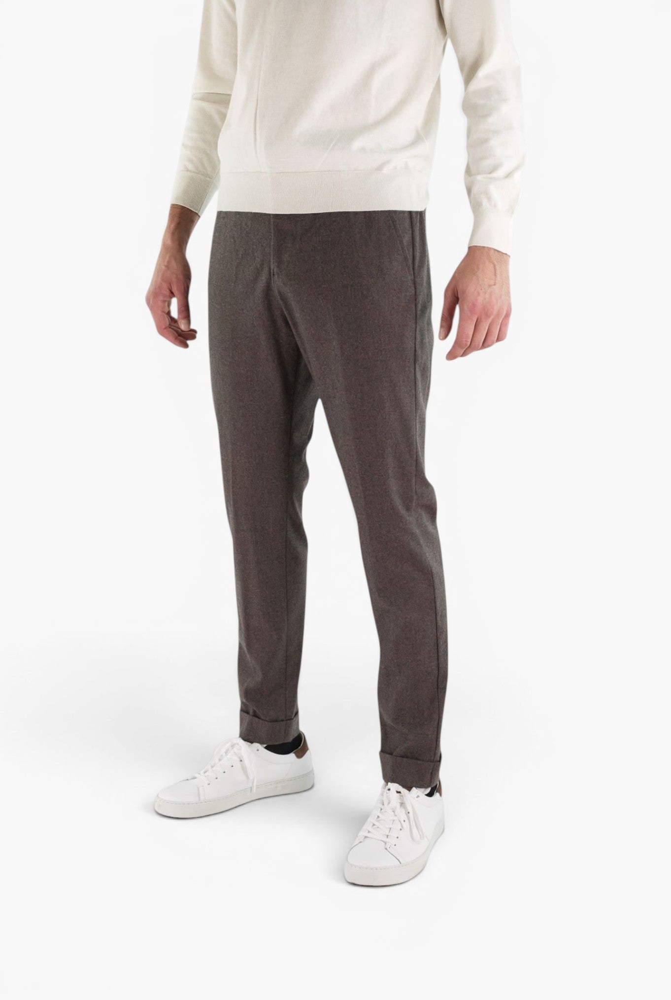 PESCAROLO Pantaloni Cashmere "Manu" Coulisse Removibile Moro