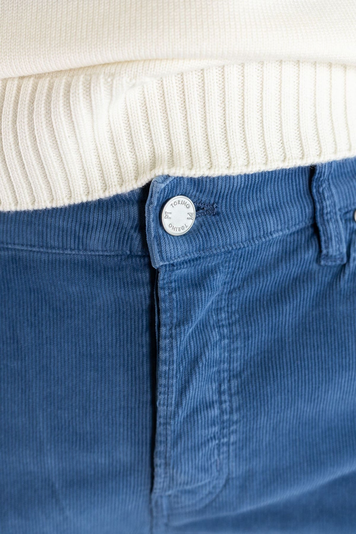 PT Pantaloni Velluto "Reggae" 5 Tasche Azzurro