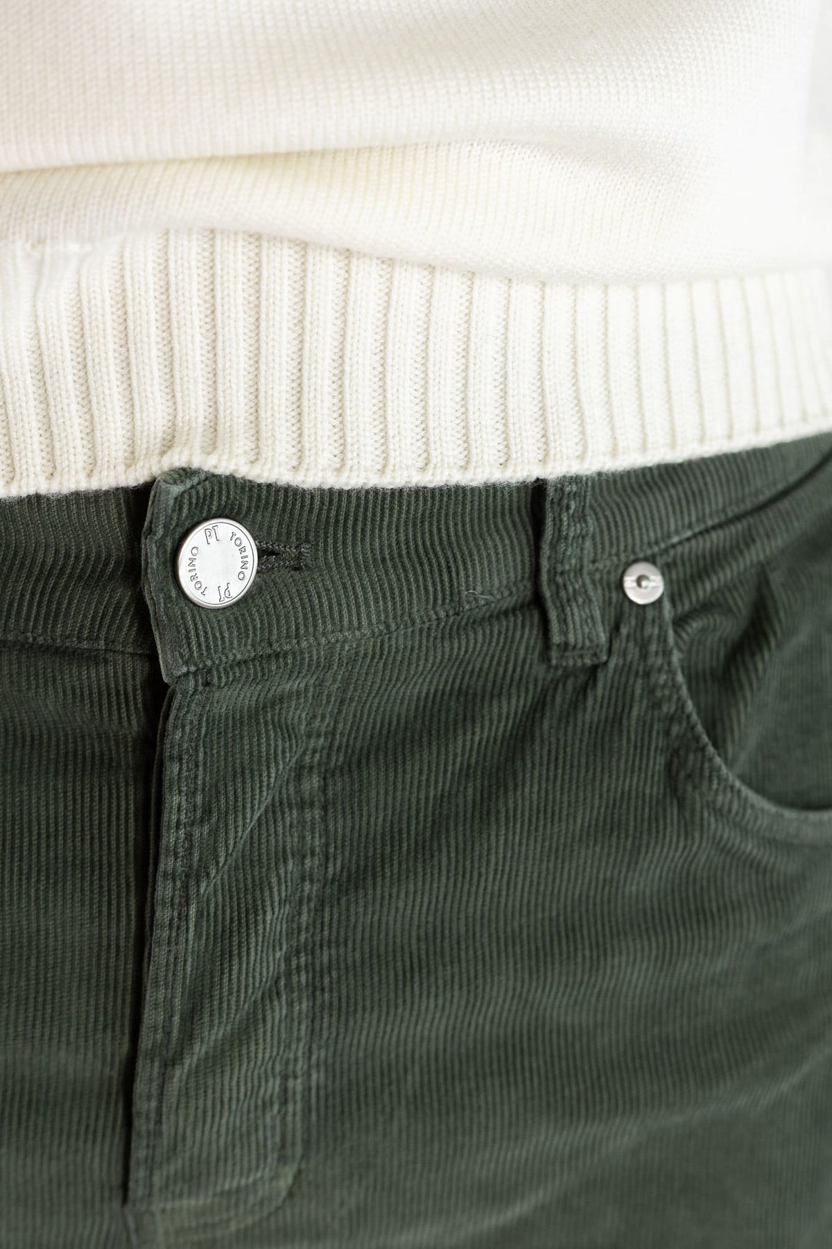 PT Pantaloni Velluto "Reggae" 5 Tasche Verde