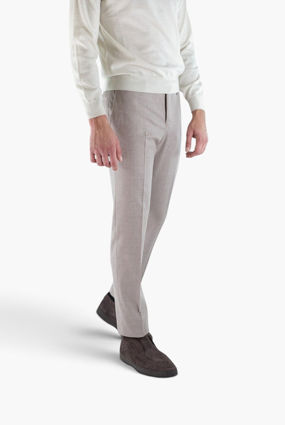 PT Pantaloni Lana Seta Beige Chiaro