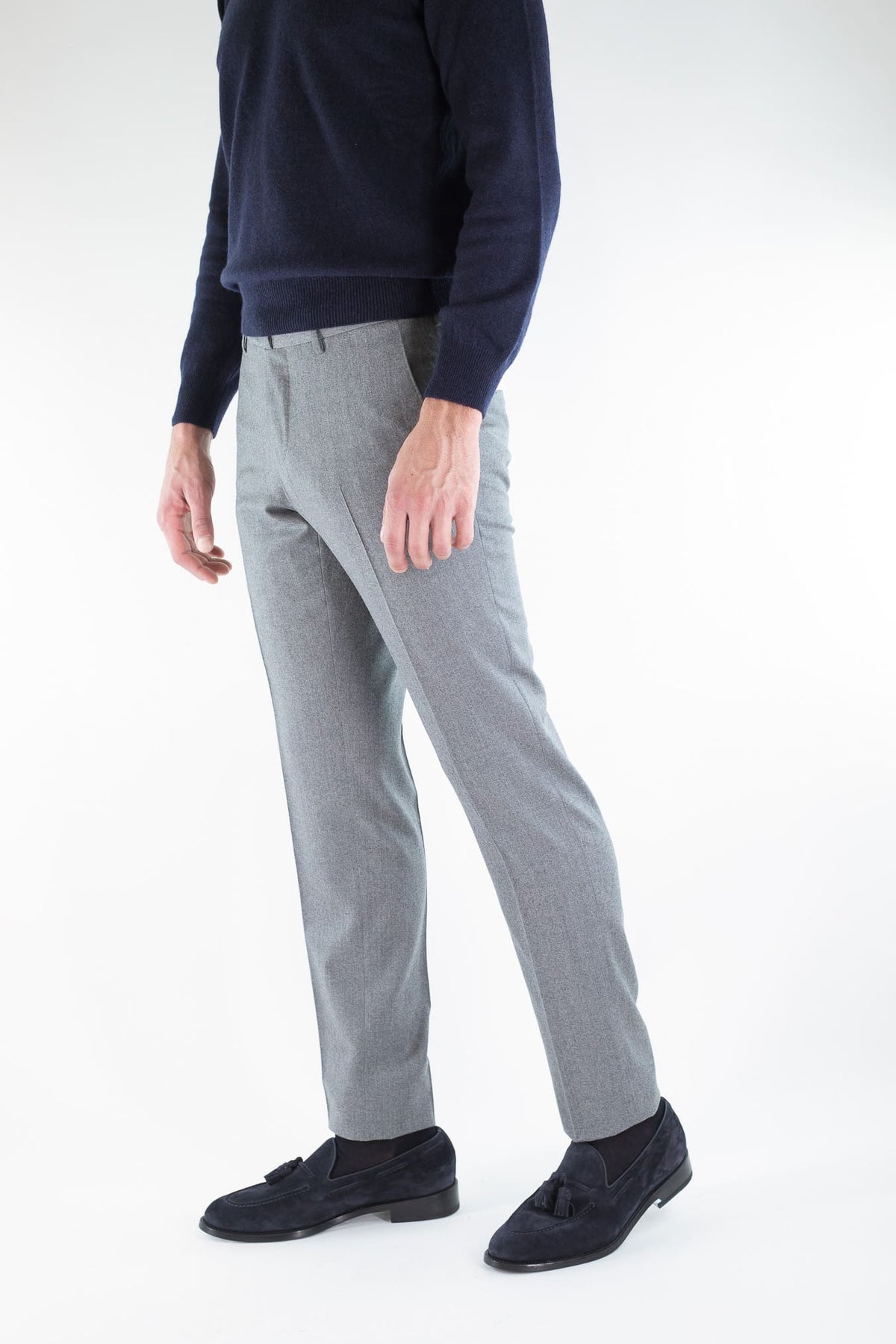 PT Pantaloni Lana Seta Grigio Chiaro