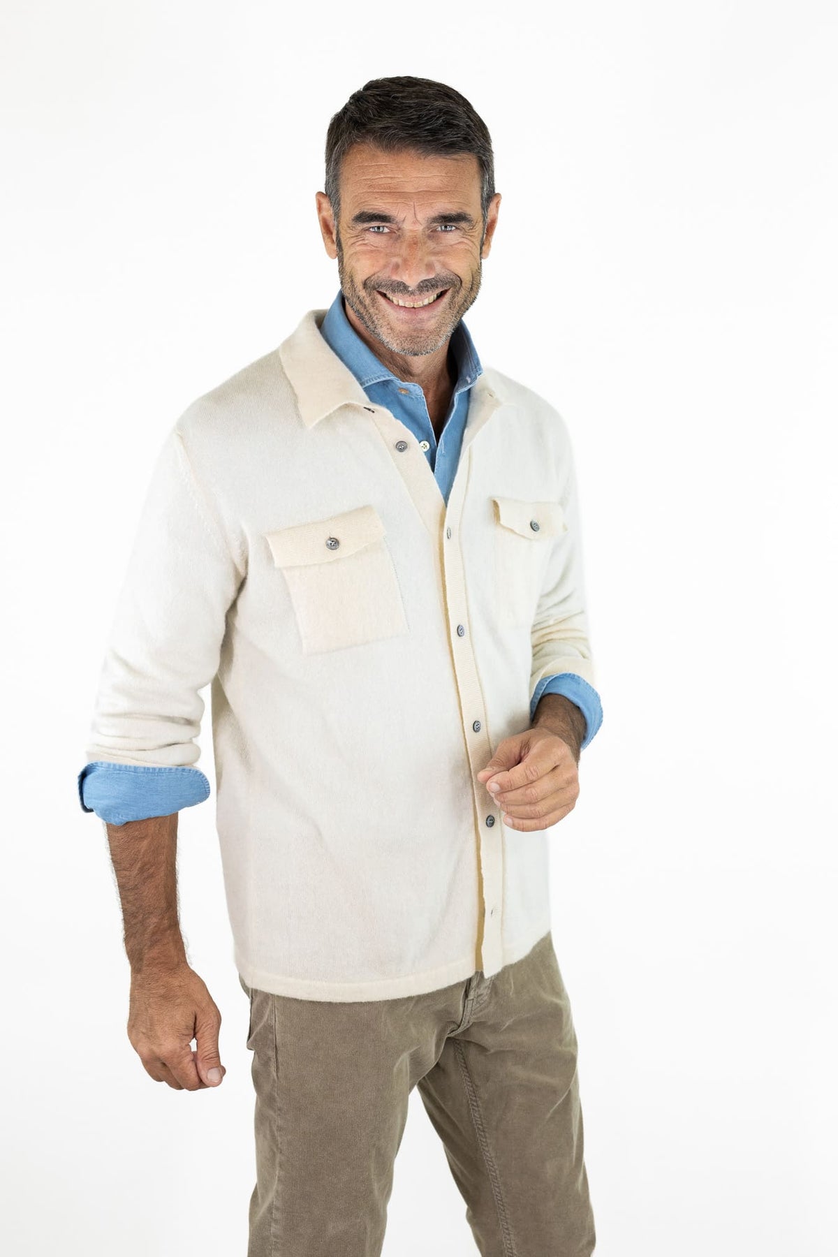 ROBERTO COLLINA Overshirt Cashmere Seta Bianco