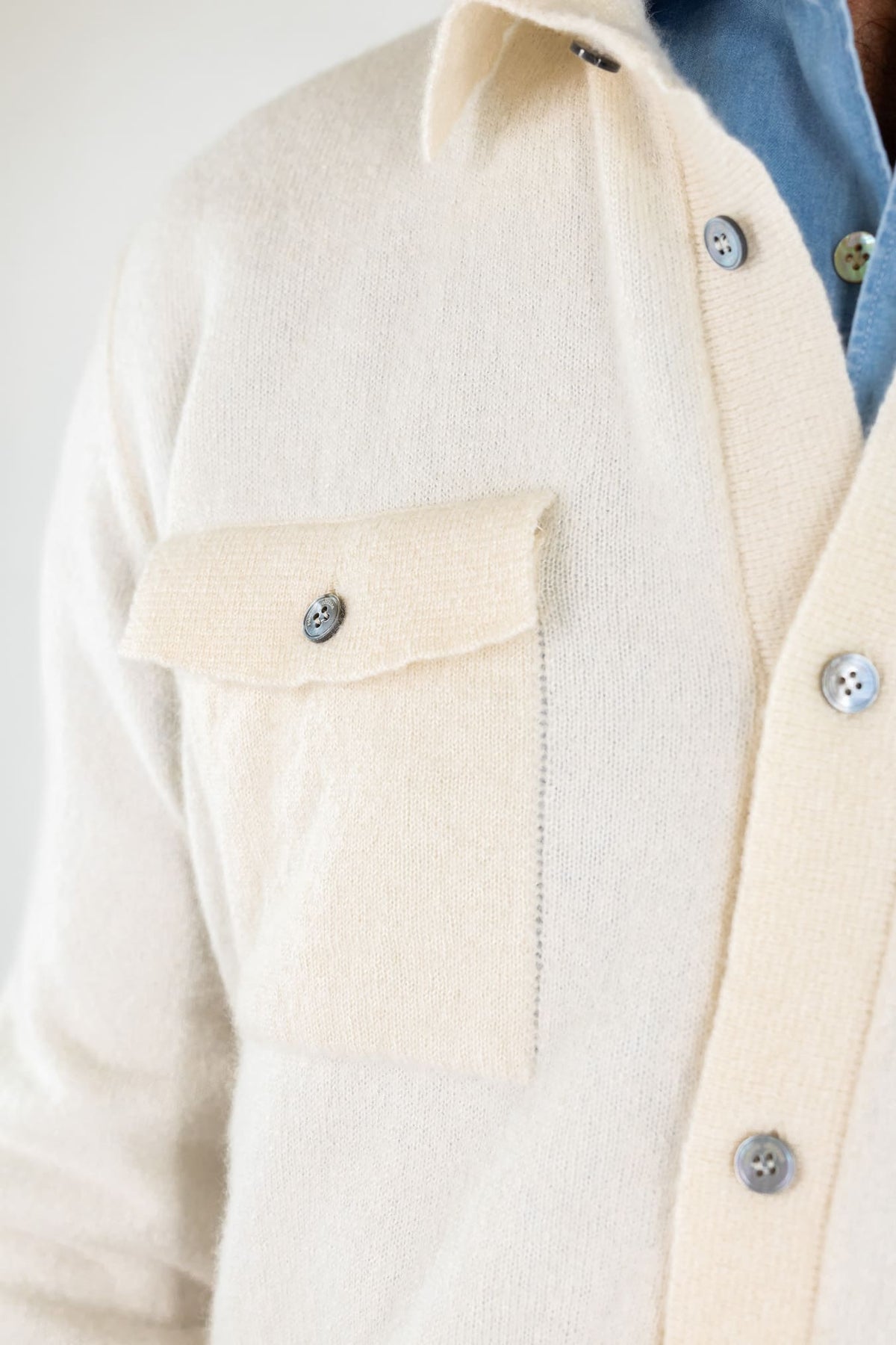 ROBERTO COLLINA Overshirt Cashmere Seta Bianco